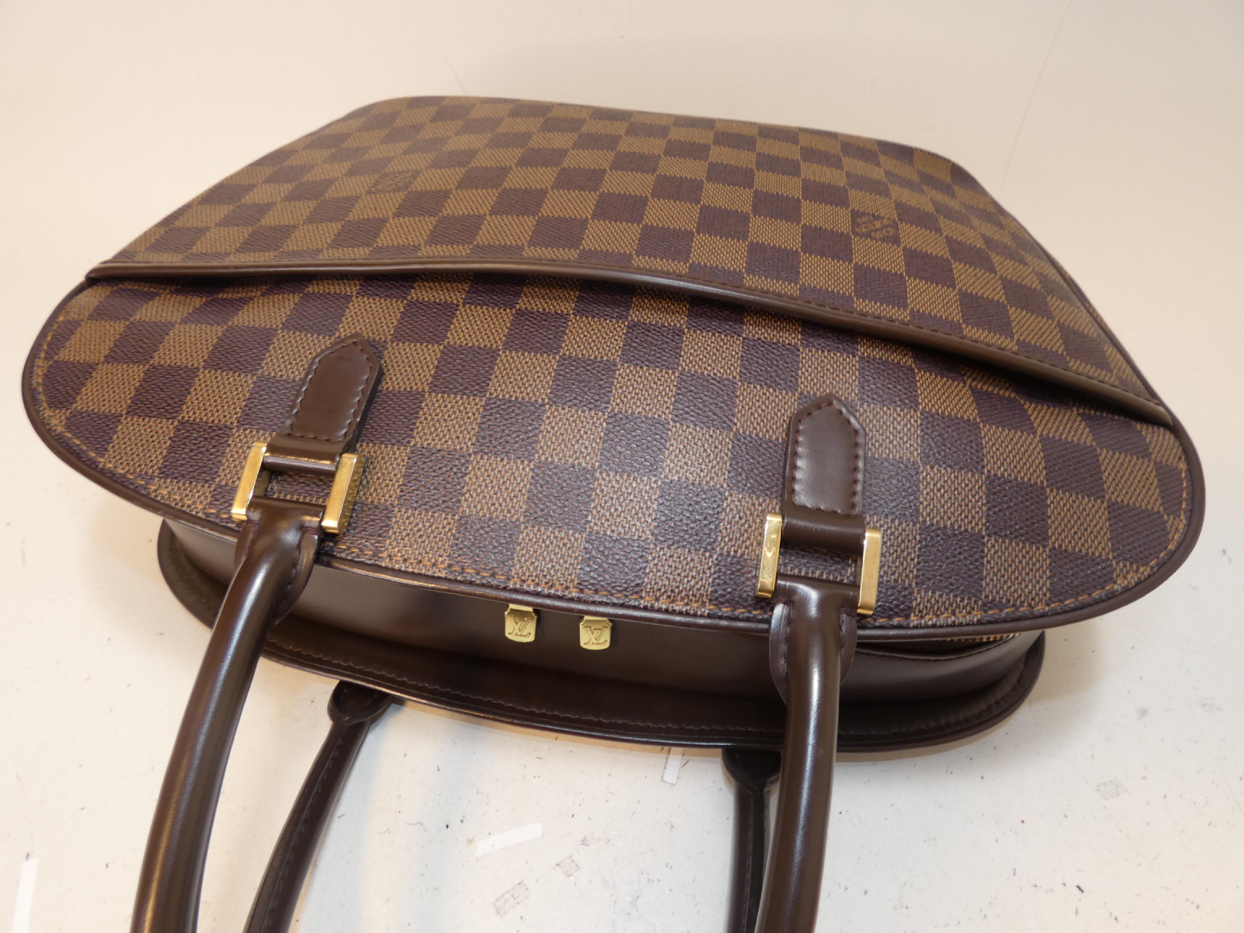 Saria Horizontal Damier Boston Handbag — view 3