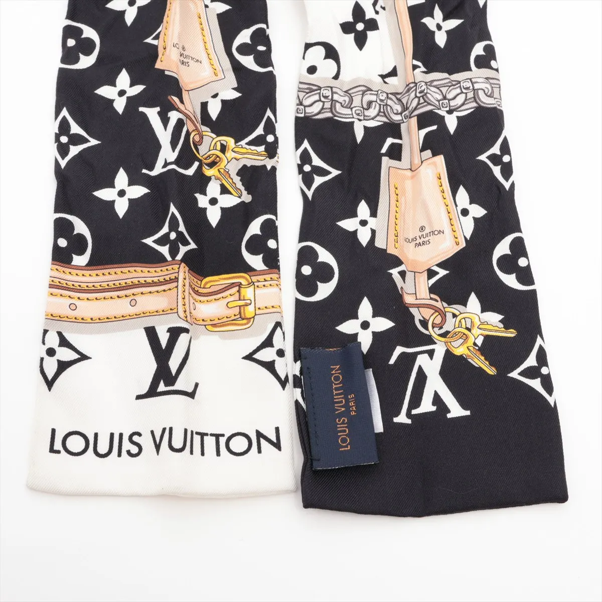 M78656 Bandeau Monogram Confidential MR0199 Scarf, Silk, Black x White. Shows signs of wear, — view 2