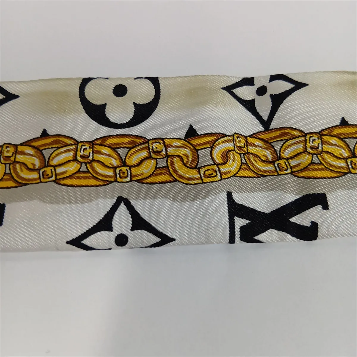 M78656 Bandeau Monogram Confidential MR0199 Scarf, Silk, Black x White. Shows signs of wear, — view 5