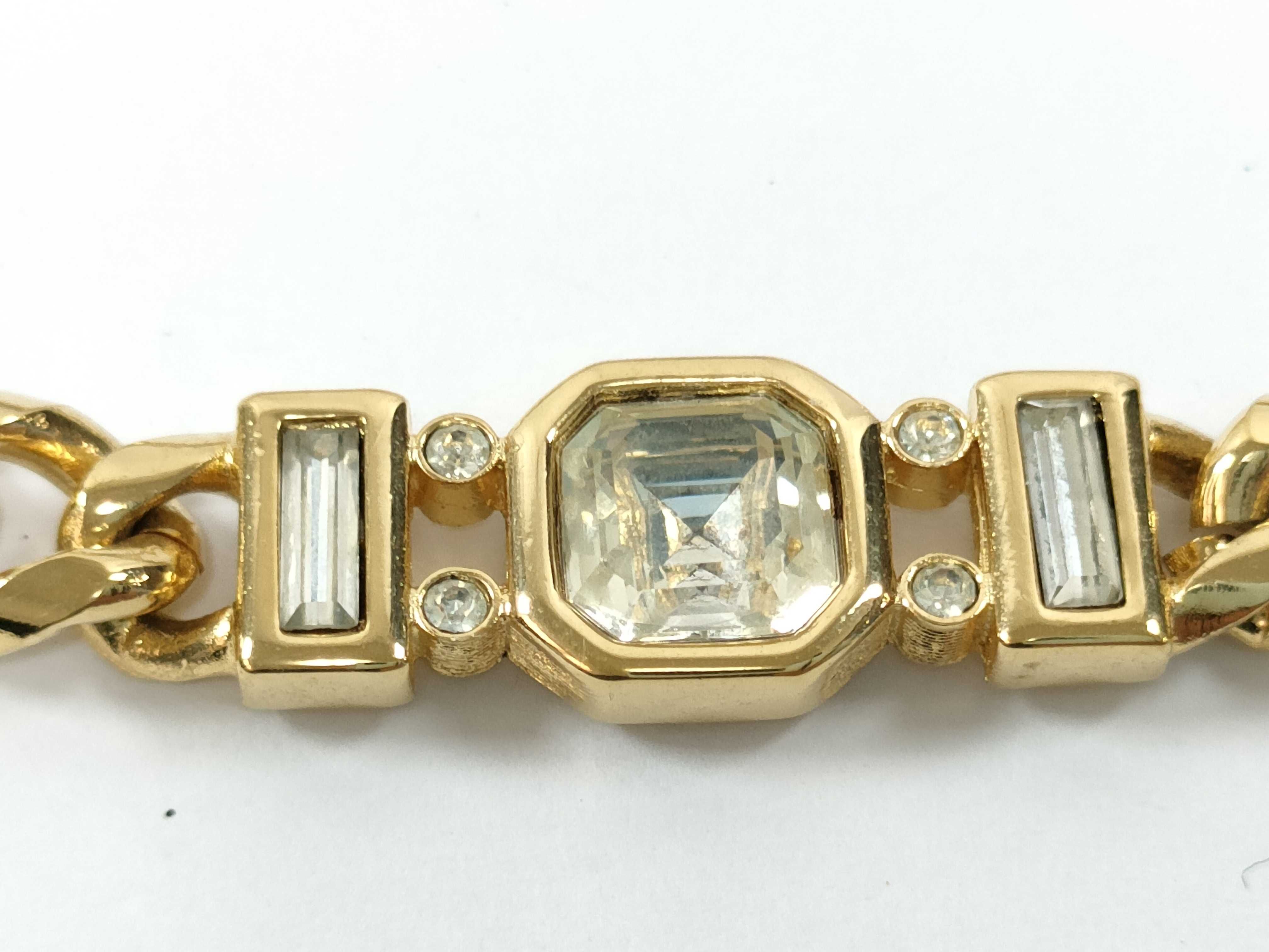 Rhinestone Curb Chain Gold Bracelet (Bracelet/Bangle) — view 2