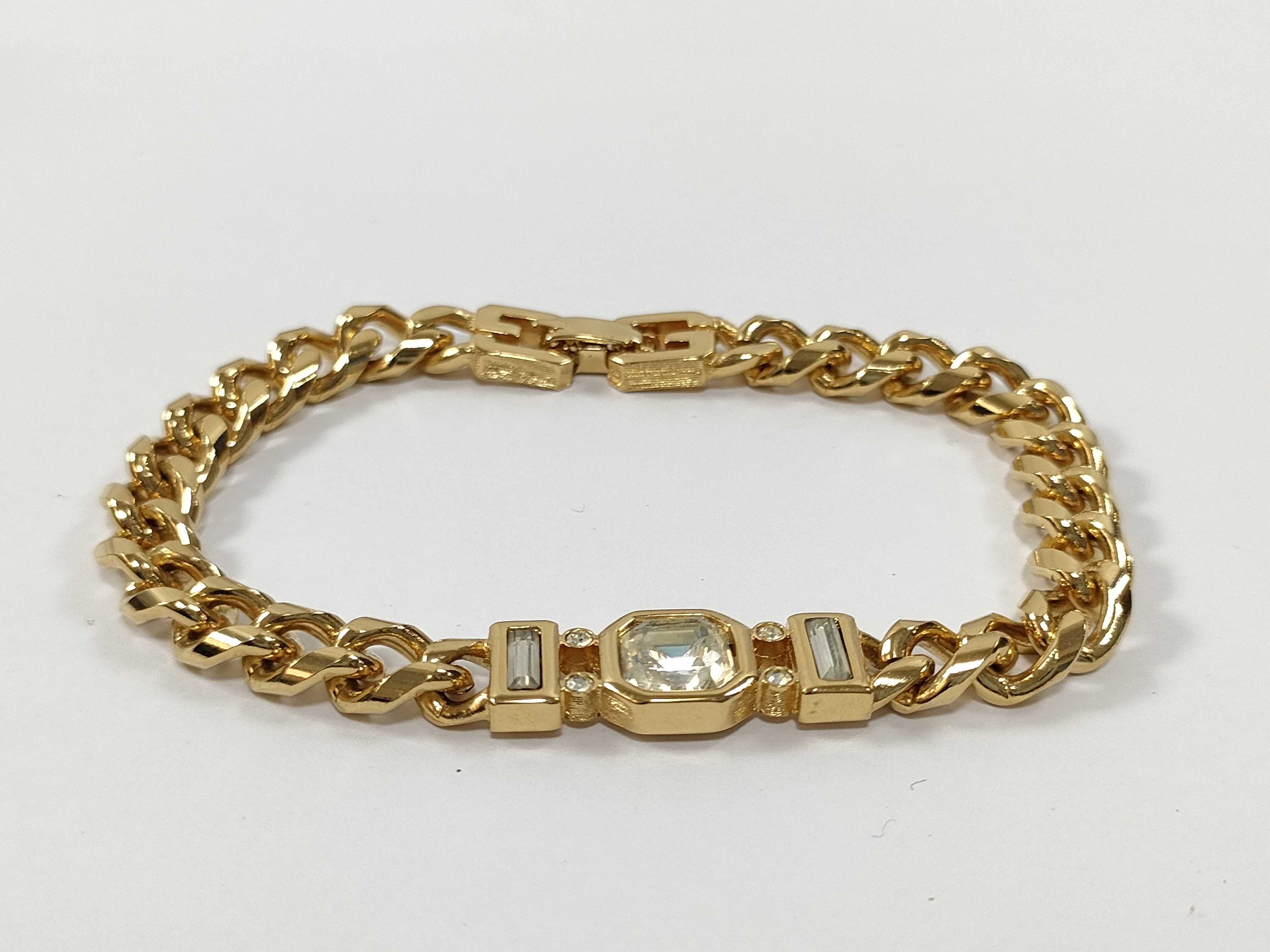 Rhinestone Curb Chain Gold Bracelet (Bracelet/Bangle) — view 3