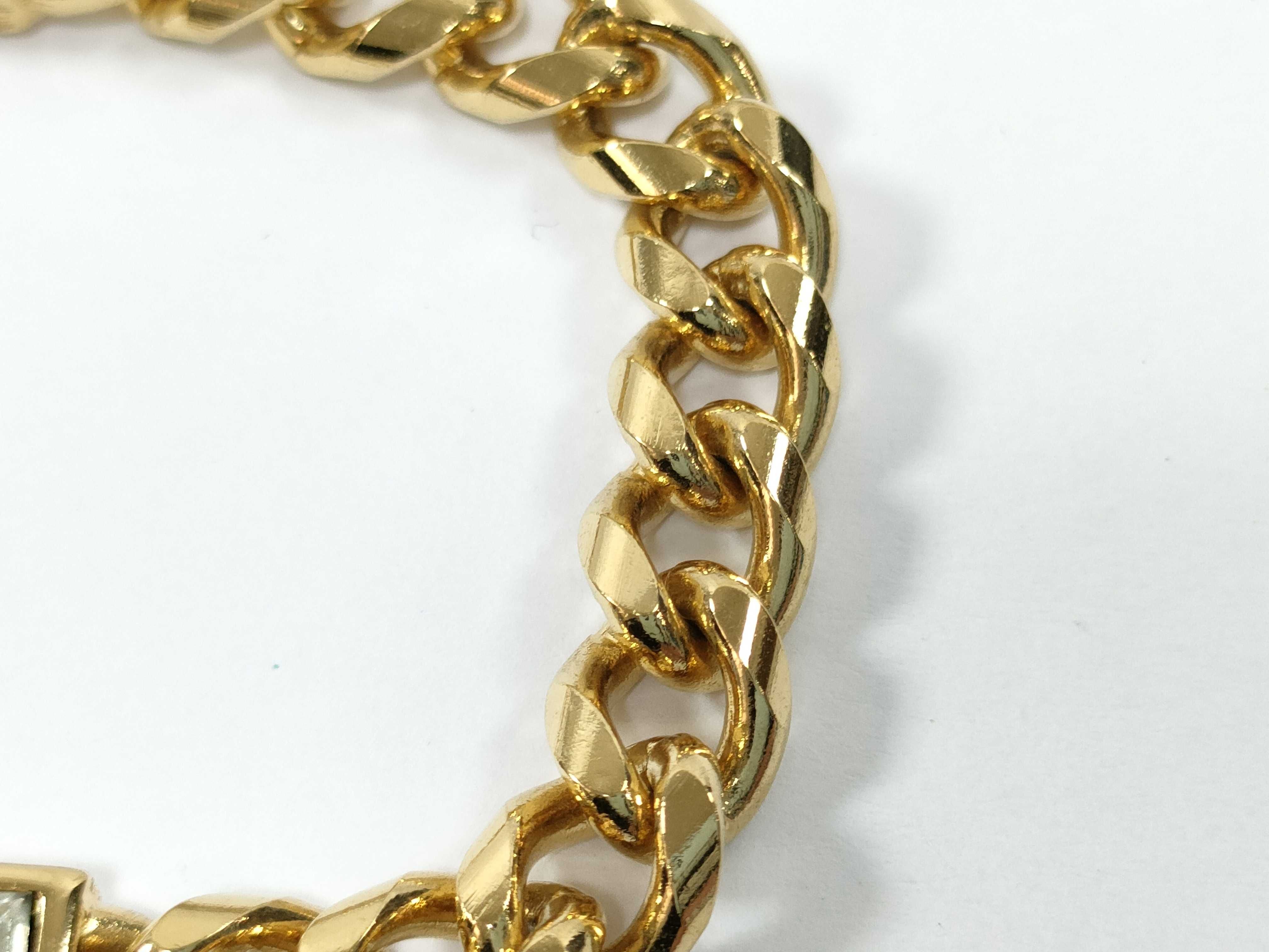 Rhinestone Curb Chain Gold Bracelet (Bracelet/Bangle) — view 5