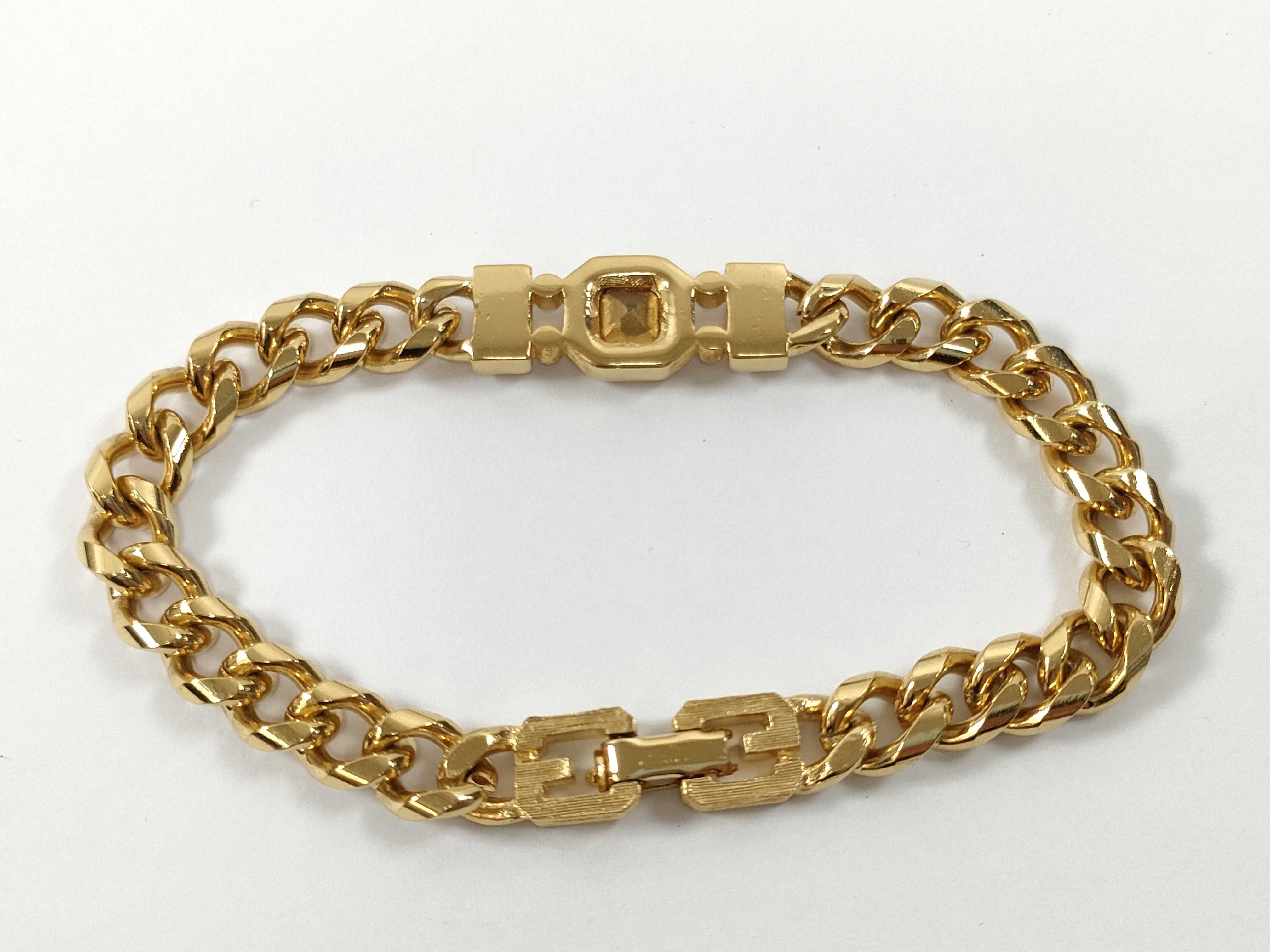 Rhinestone Curb Chain Gold Bracelet (Bracelet/Bangle) — view 7