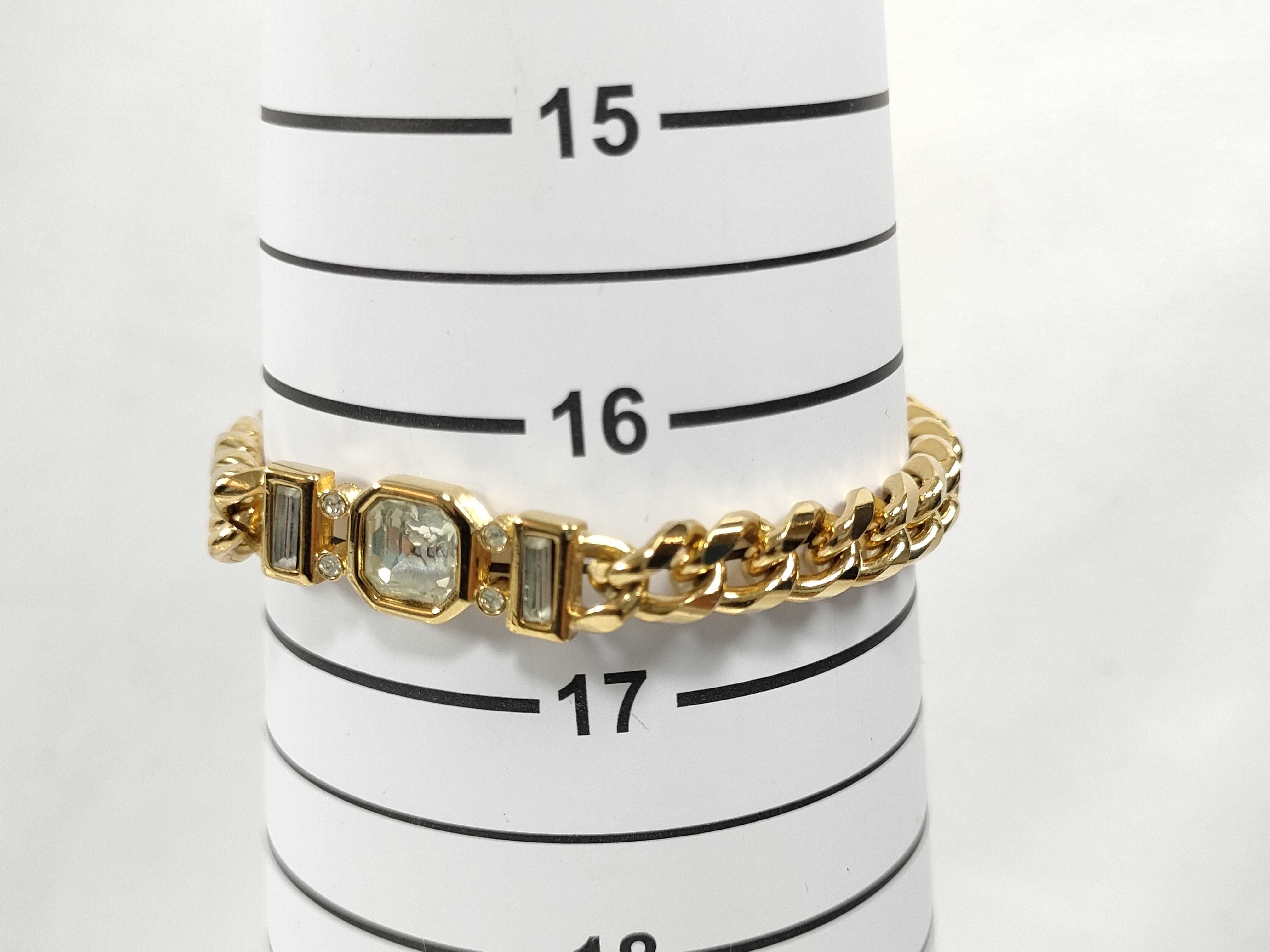 Rhinestone Curb Chain Gold Bracelet (Bracelet/Bangle) — view 9
