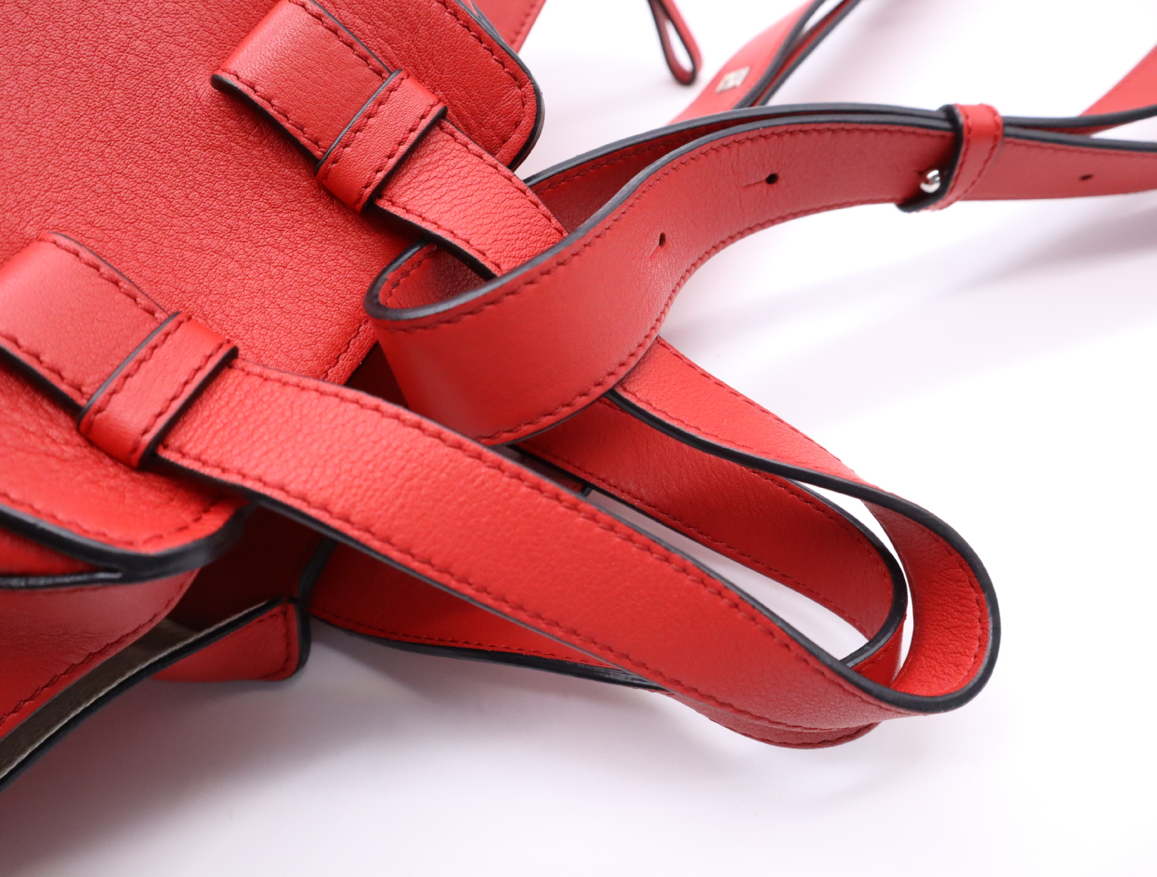 Leather Hammock Bag Small Red Shoulder Bag — view 11