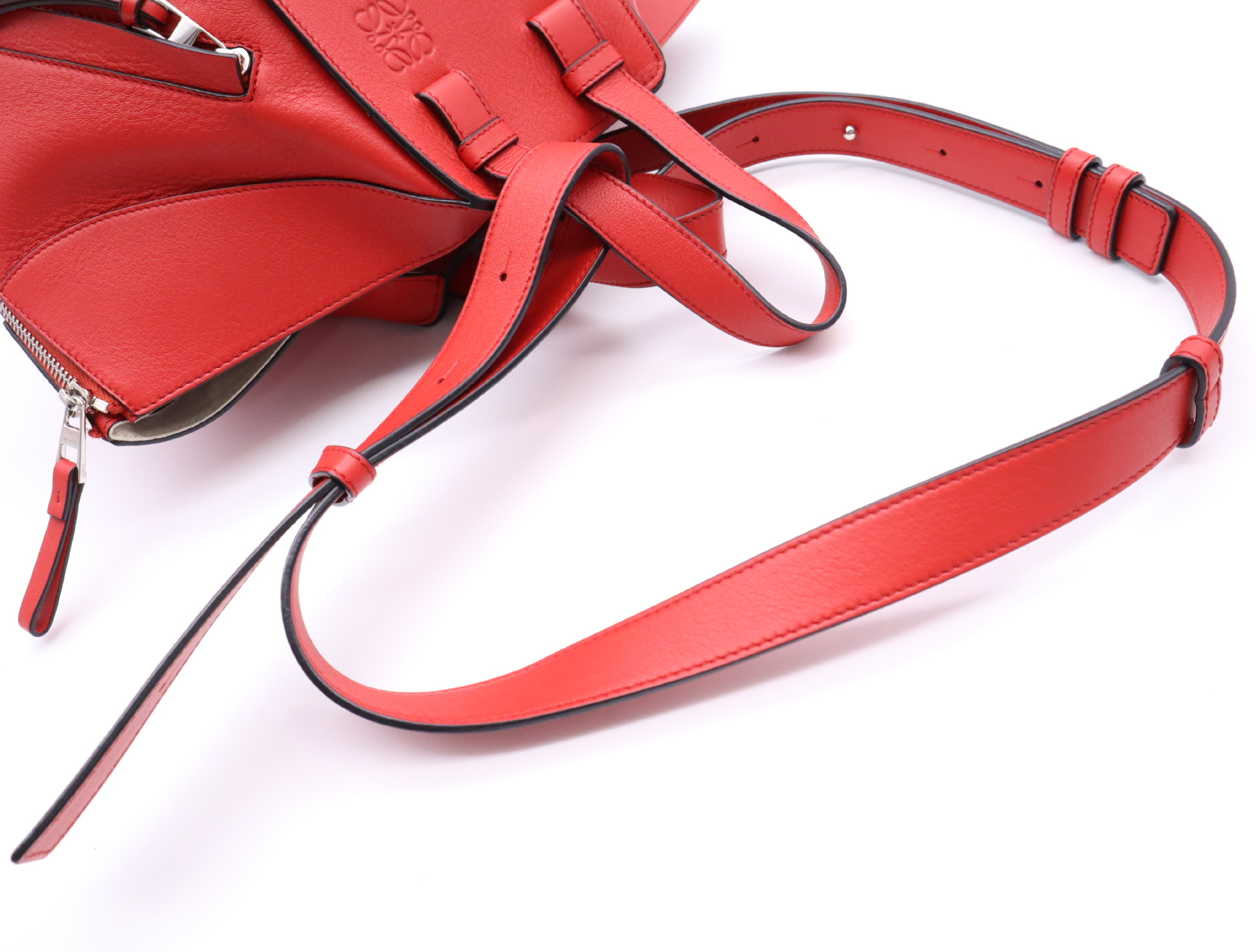 Leather Hammock Bag Small Red Shoulder Bag — view 10