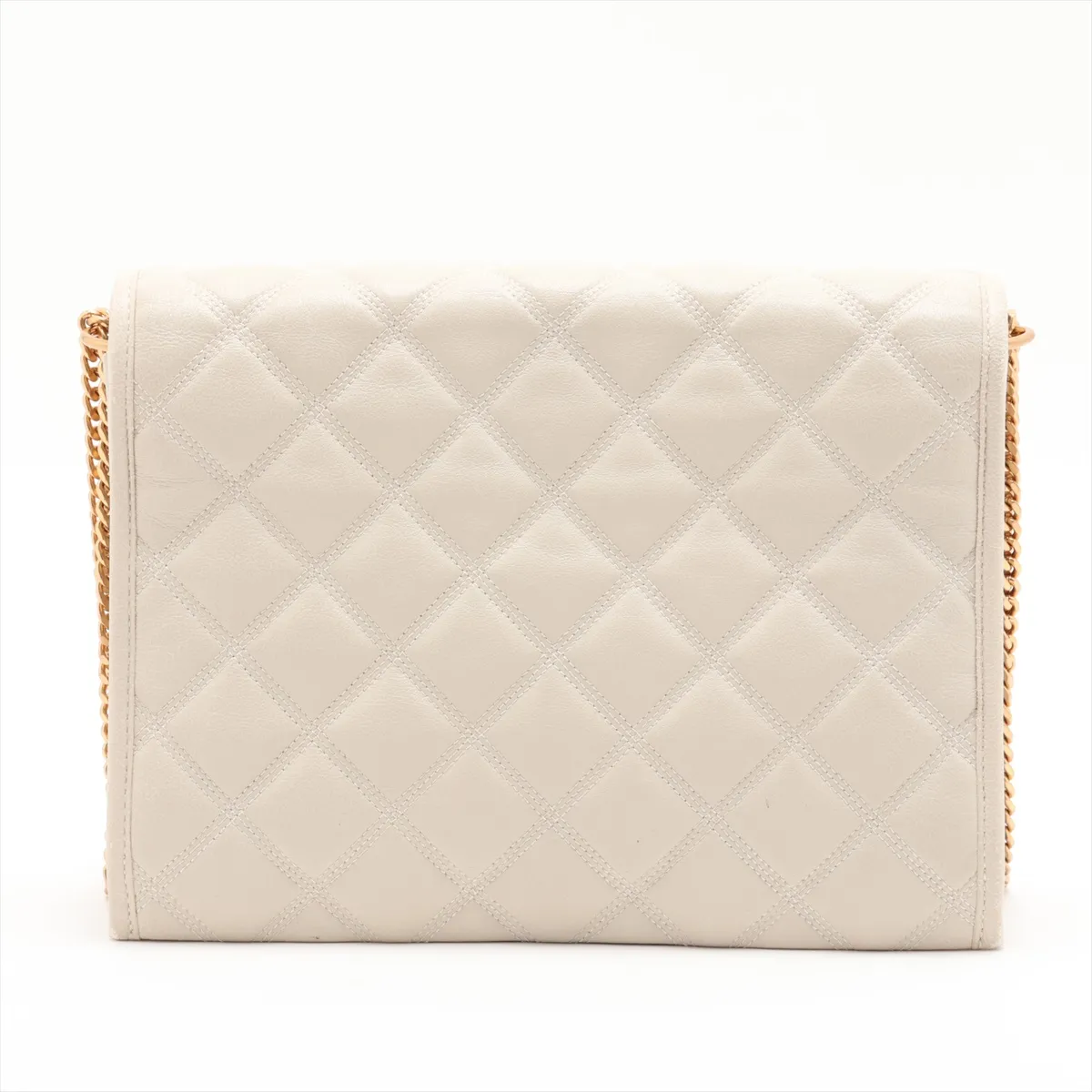 579607 Leather Chain Shoulder Bag, White — view 2
