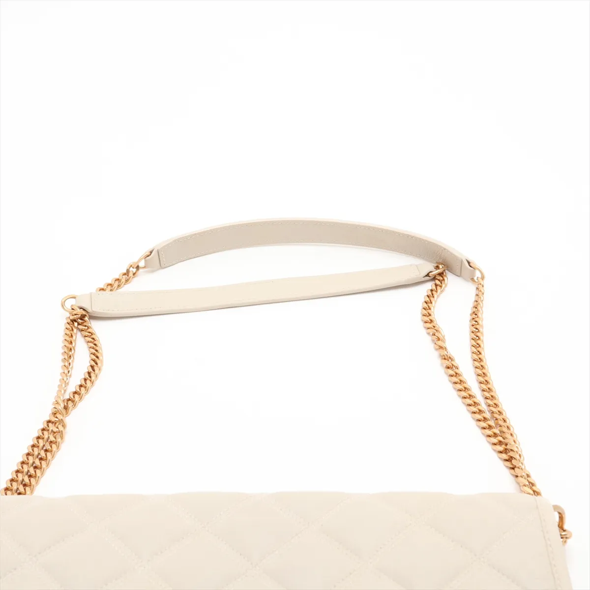 579607 Leather Chain Shoulder Bag, White — view 6