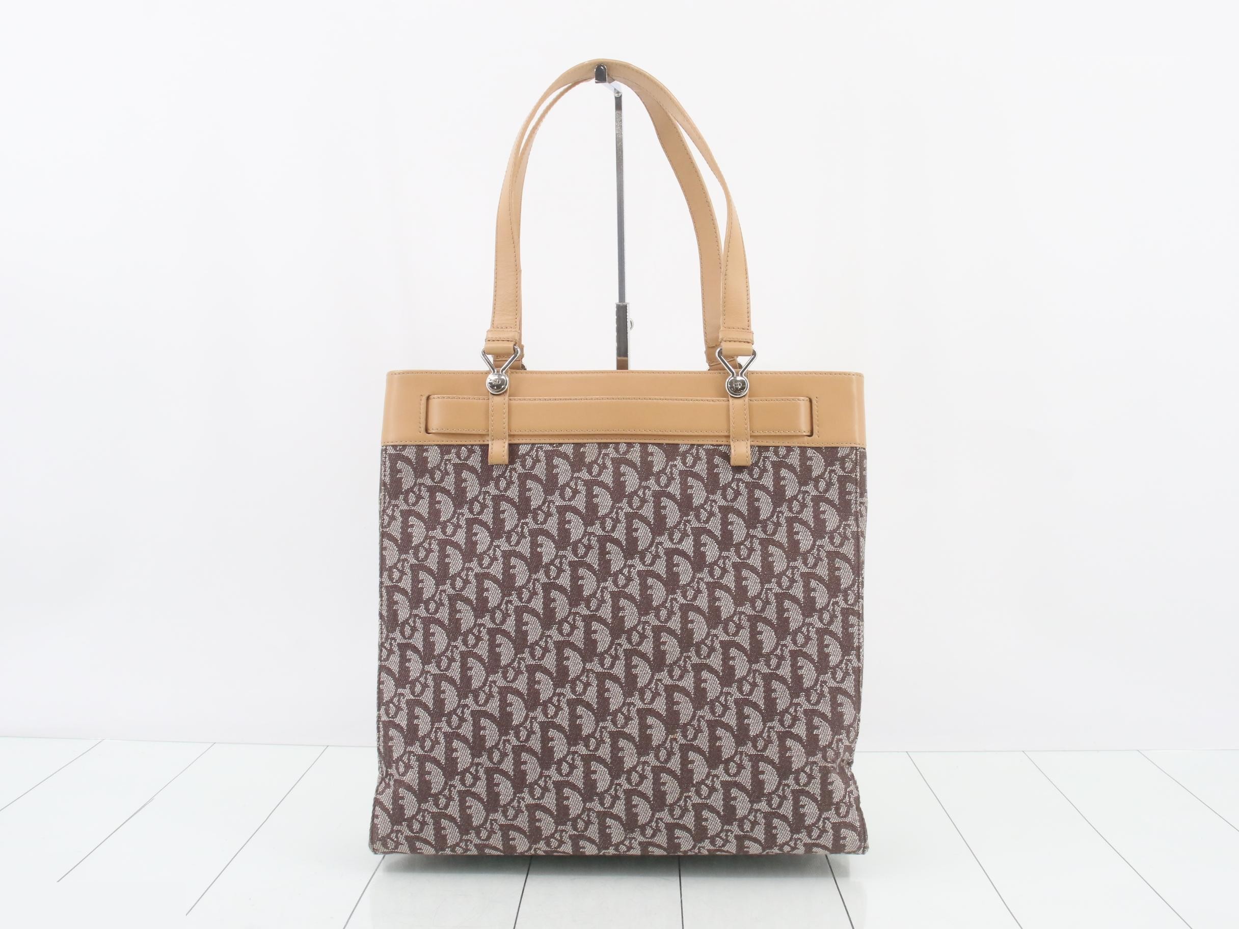 Trotter handbag, brown x beige canvas, gray — view 2