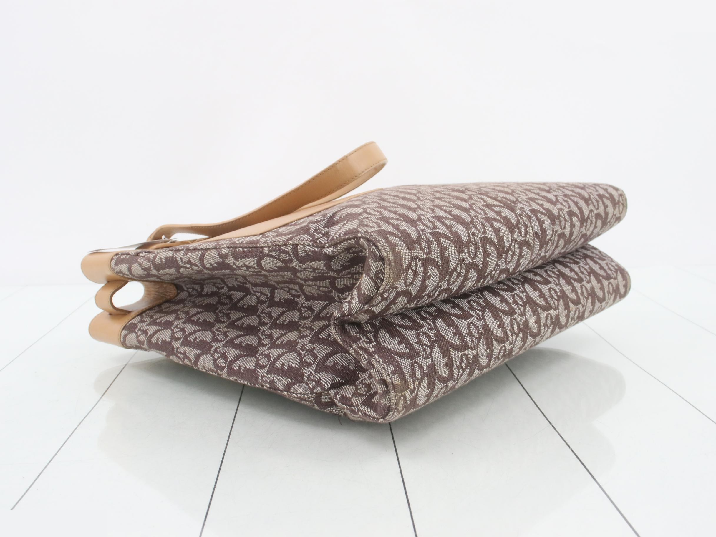 Trotter handbag, brown x beige canvas, gray — view 5
