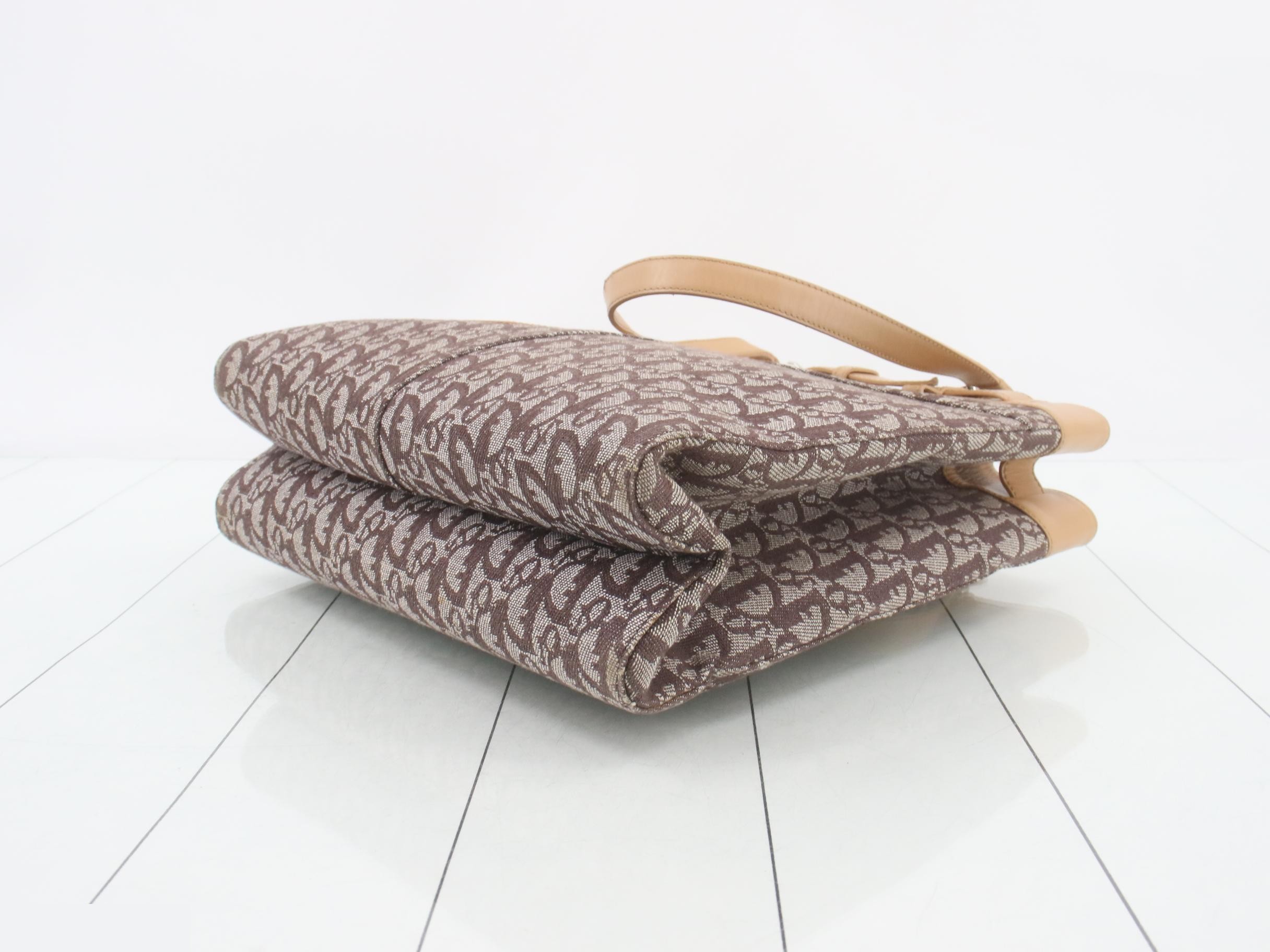 Trotter handbag, brown x beige canvas, gray — view 6