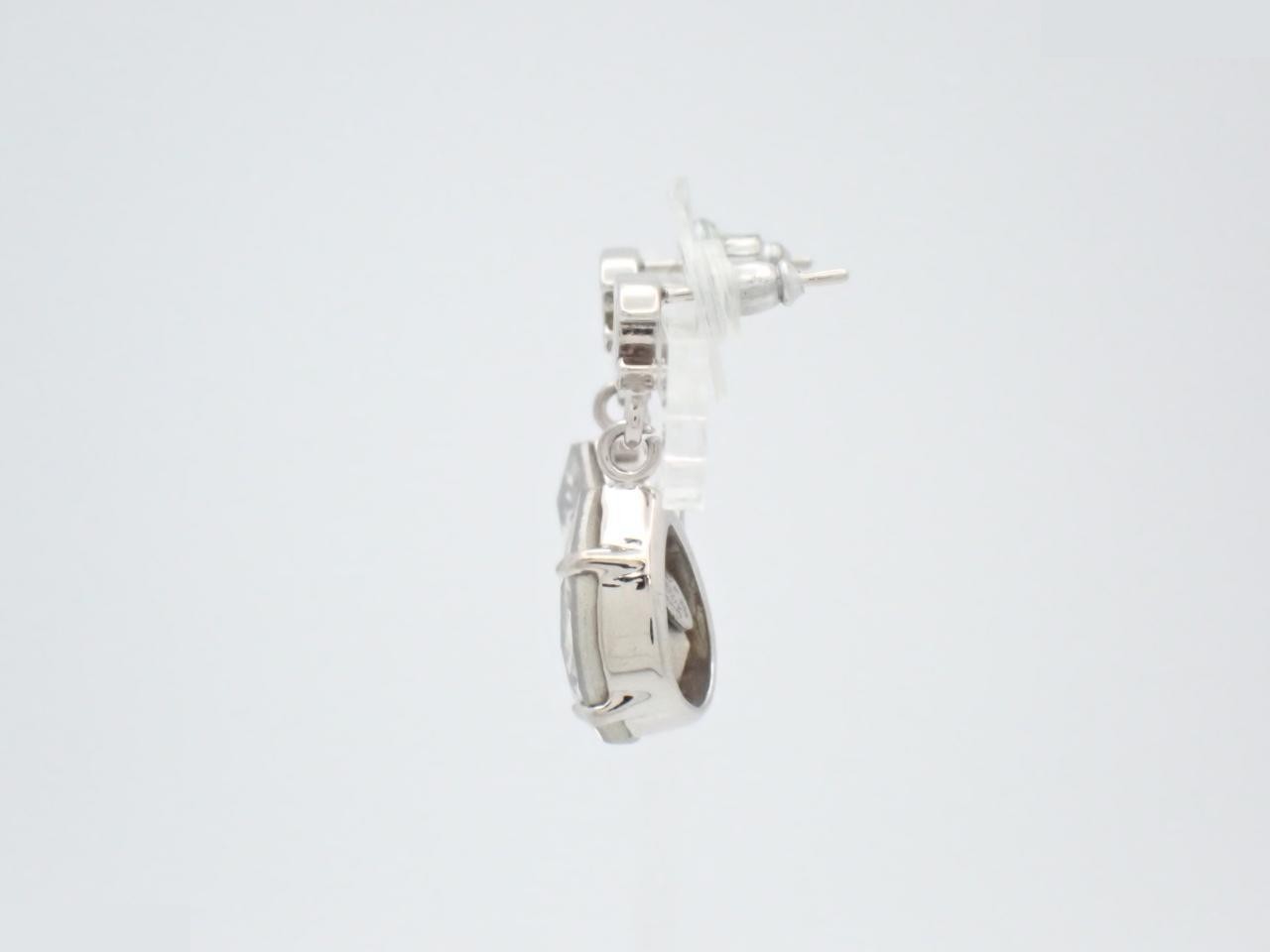 earrings, A12W, Coco Mark, teardrop stone, silver, 2.5cm in height. — view 3