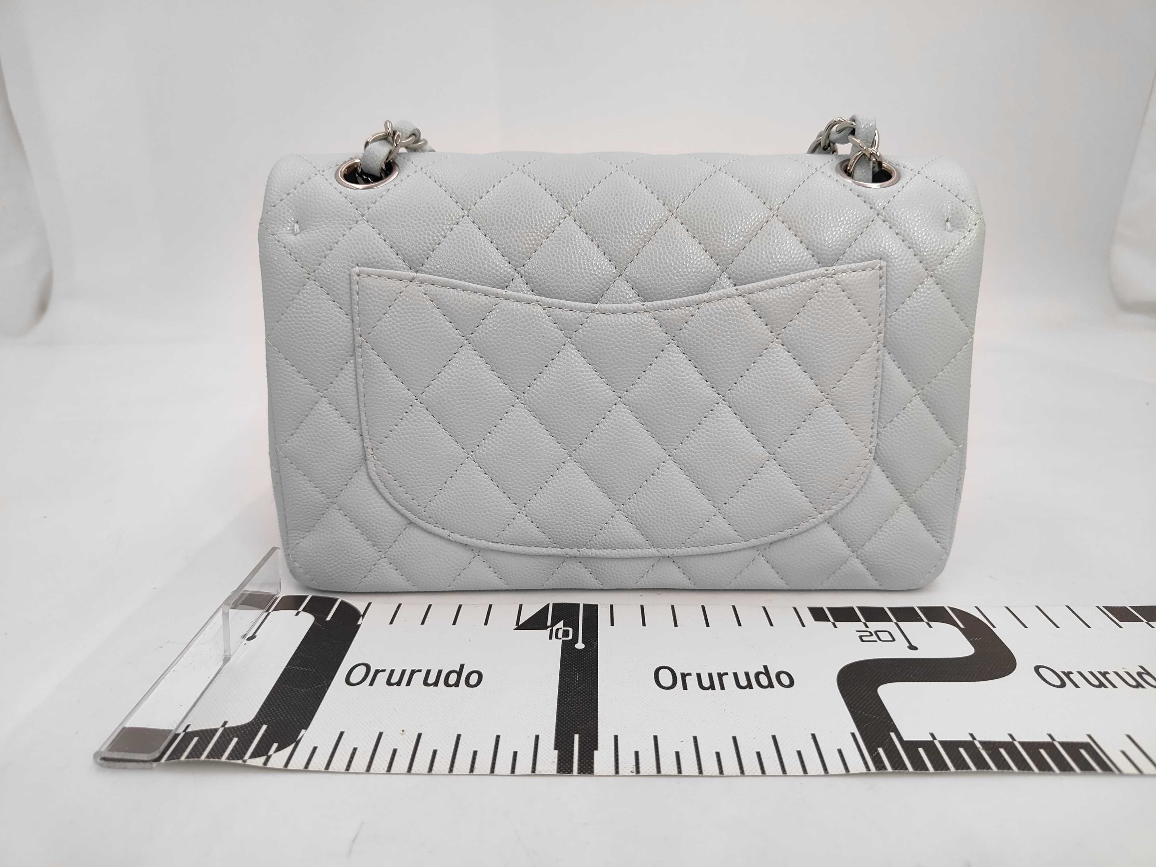 Matelassé 23 Caviar Skin Shoulder Bag with Silver Hardware, Light Blue, Double Flap, Serial Number Plate — view 2