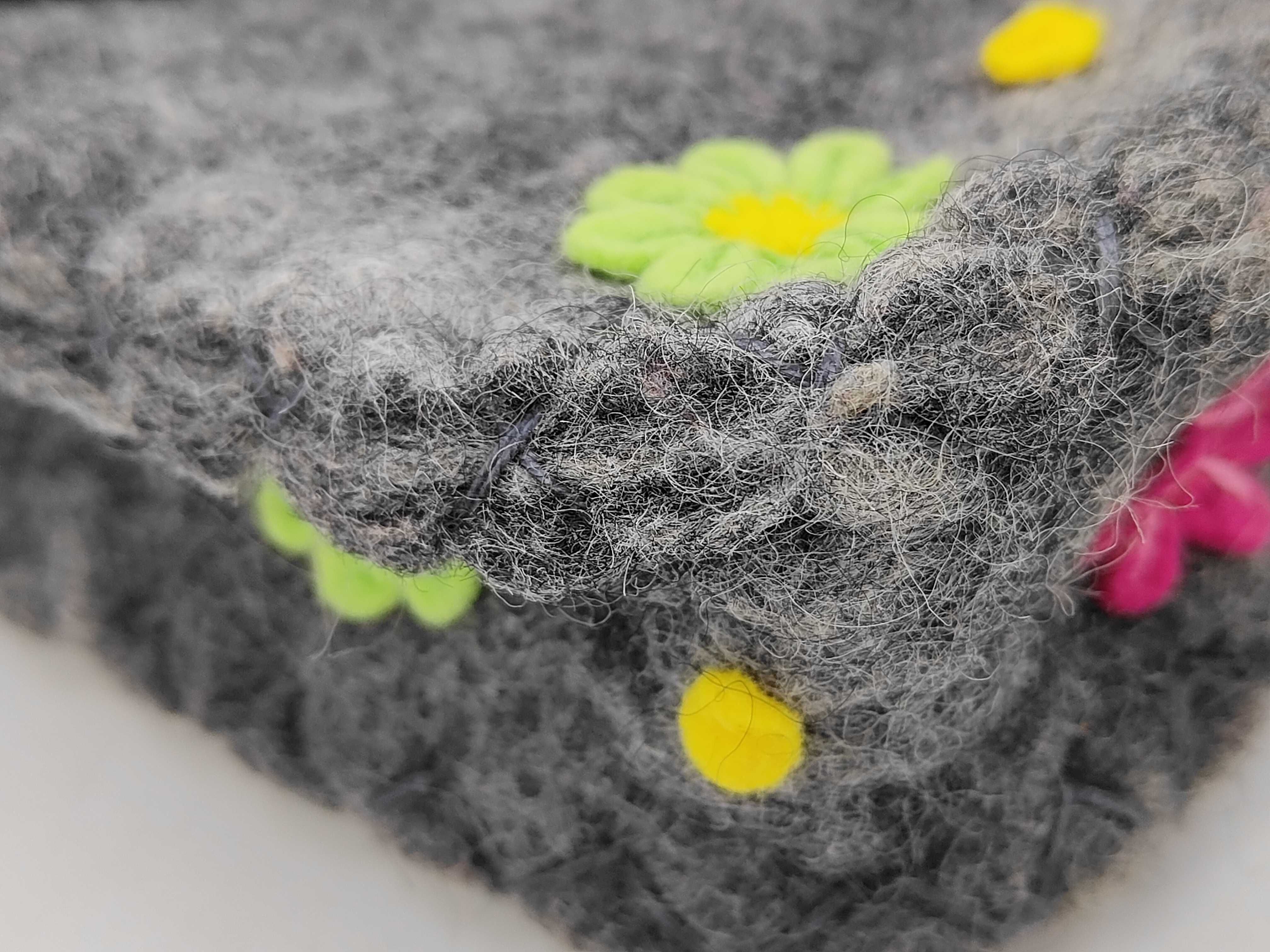 Mamma Baguette Bag Wool Grey Flower Handbag — view 6