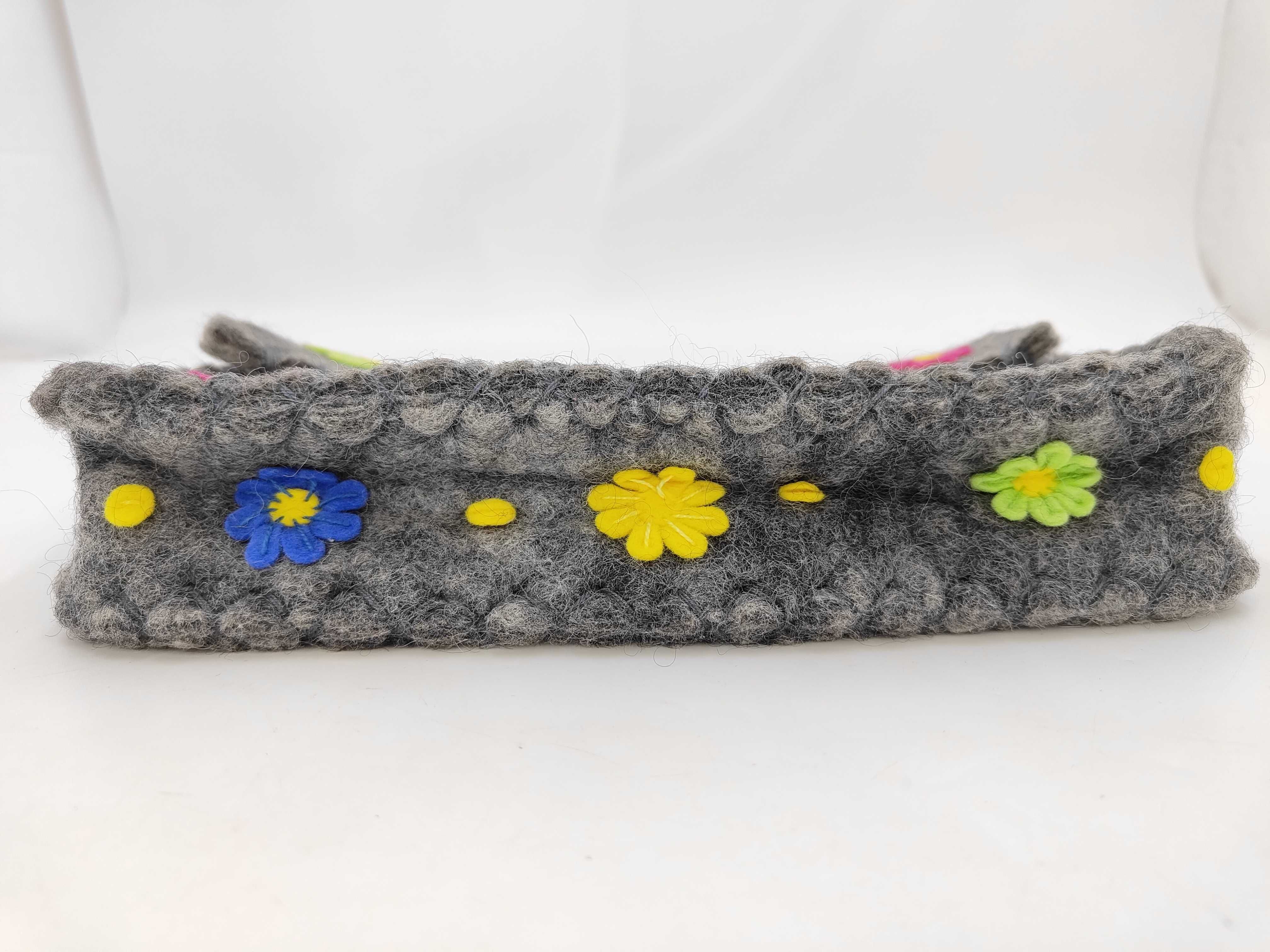 Mamma Baguette Bag Wool Grey Flower Handbag — view 7