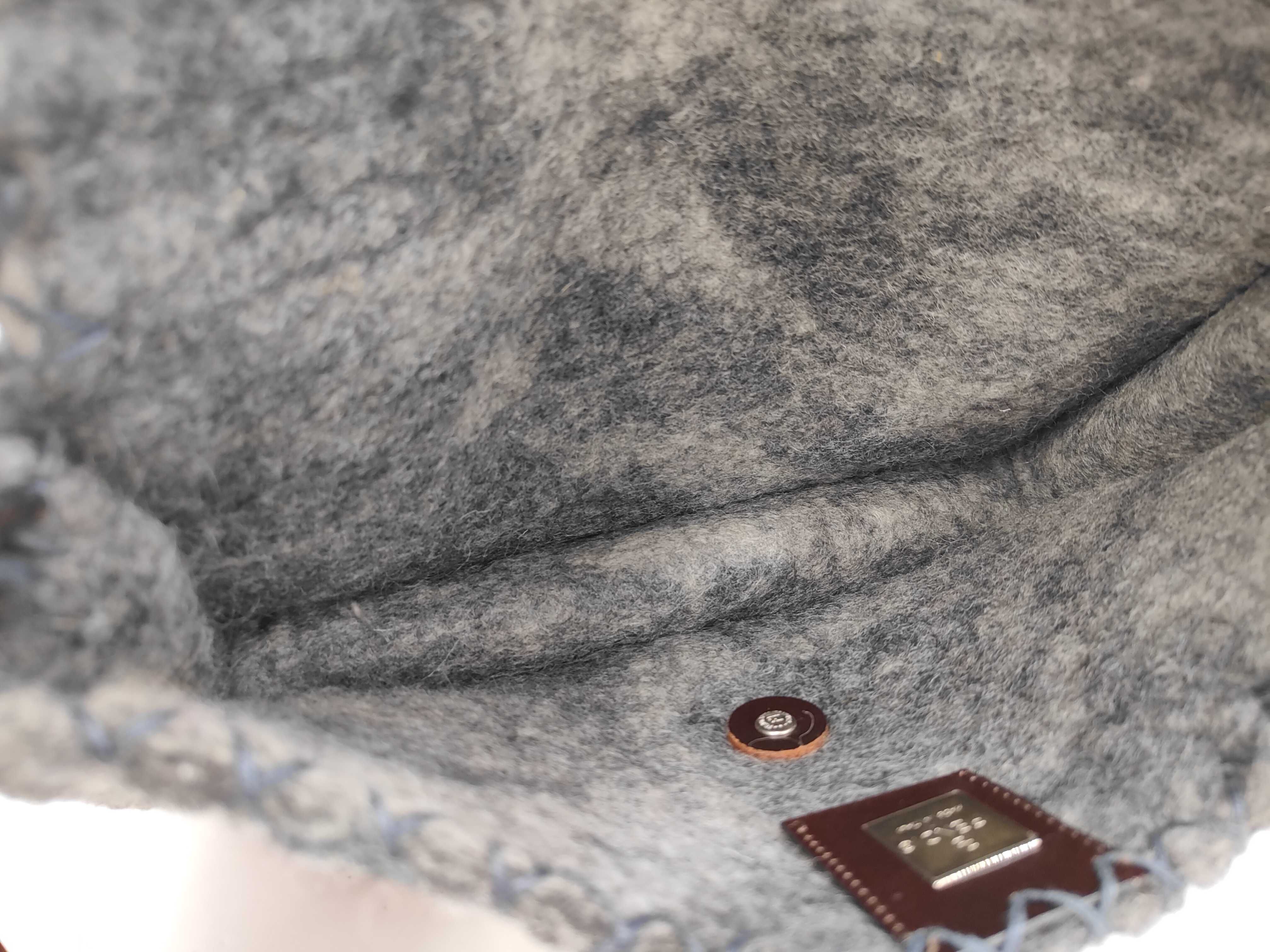 Mamma Baguette Bag Wool Grey Flower Handbag — view 8