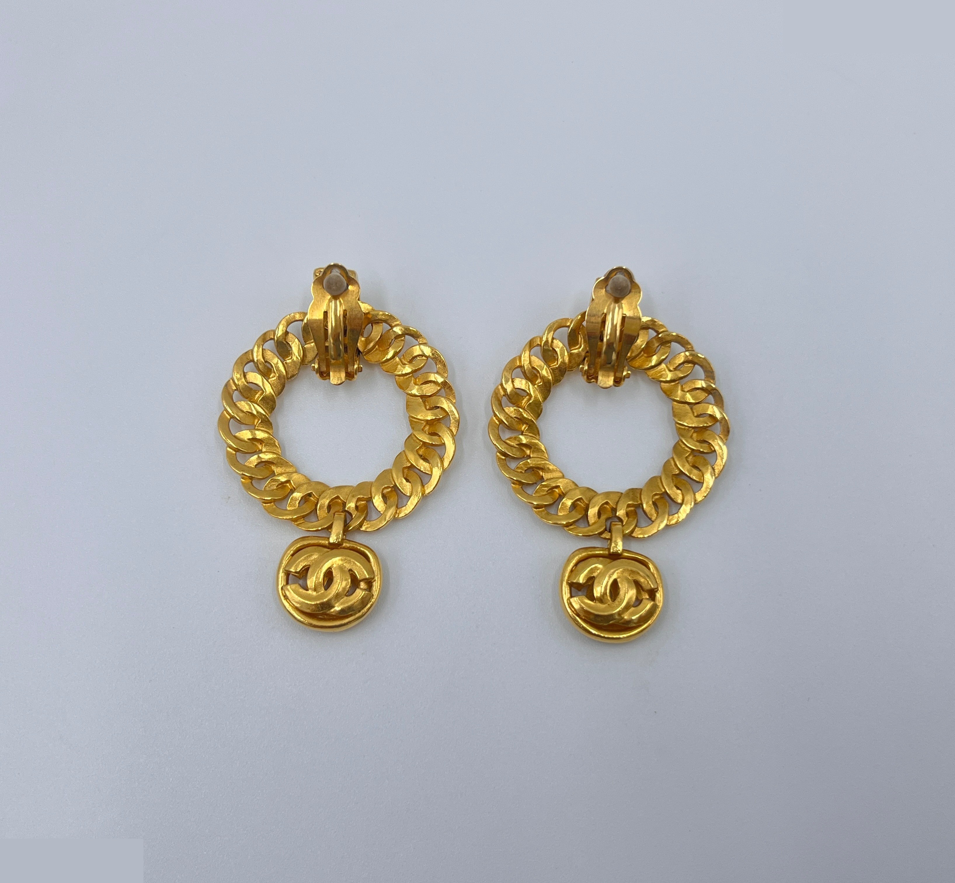 Round Coco Mark Gold Earrings — view 2