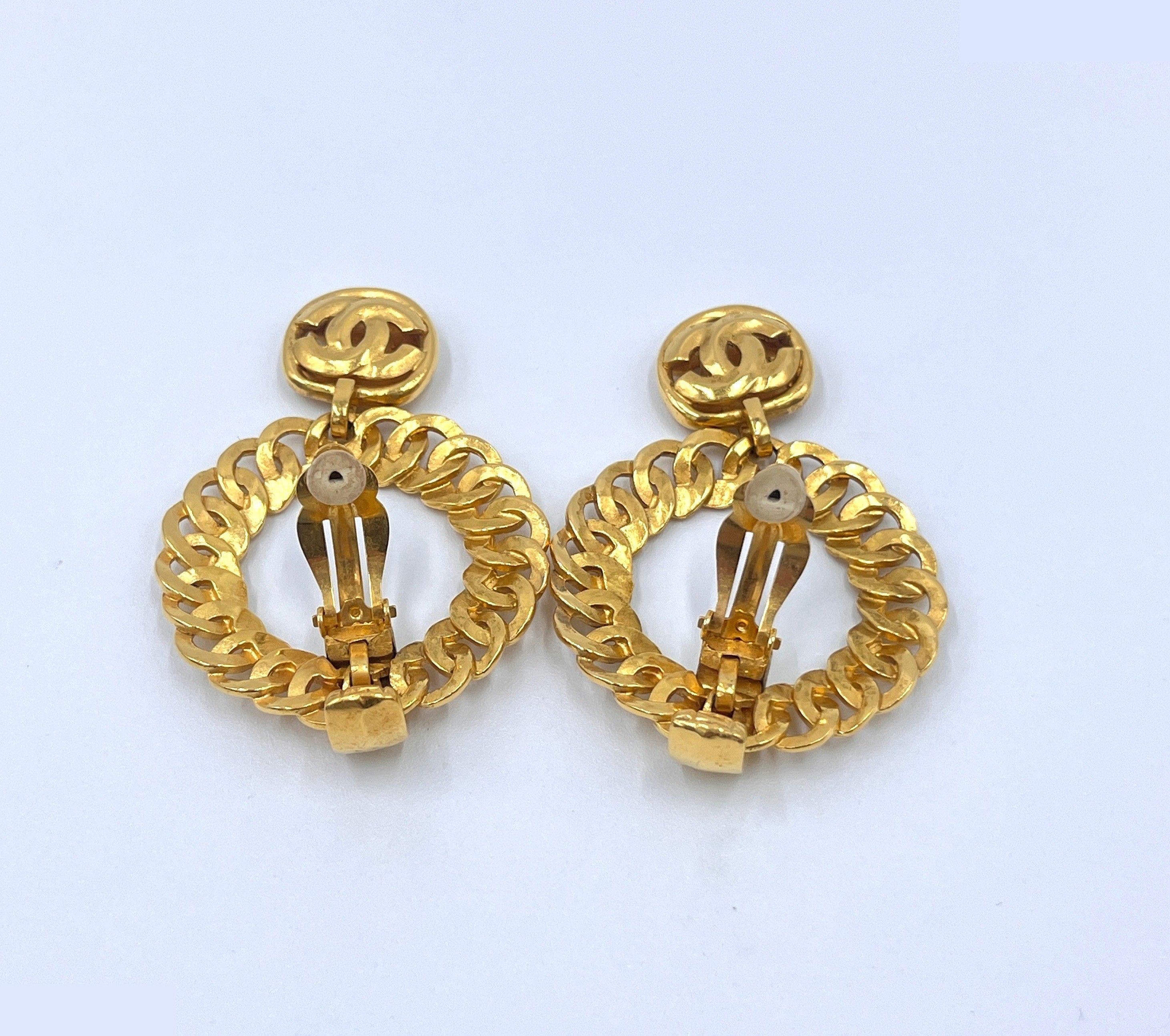 Round Coco Mark Gold Earrings — view 3
