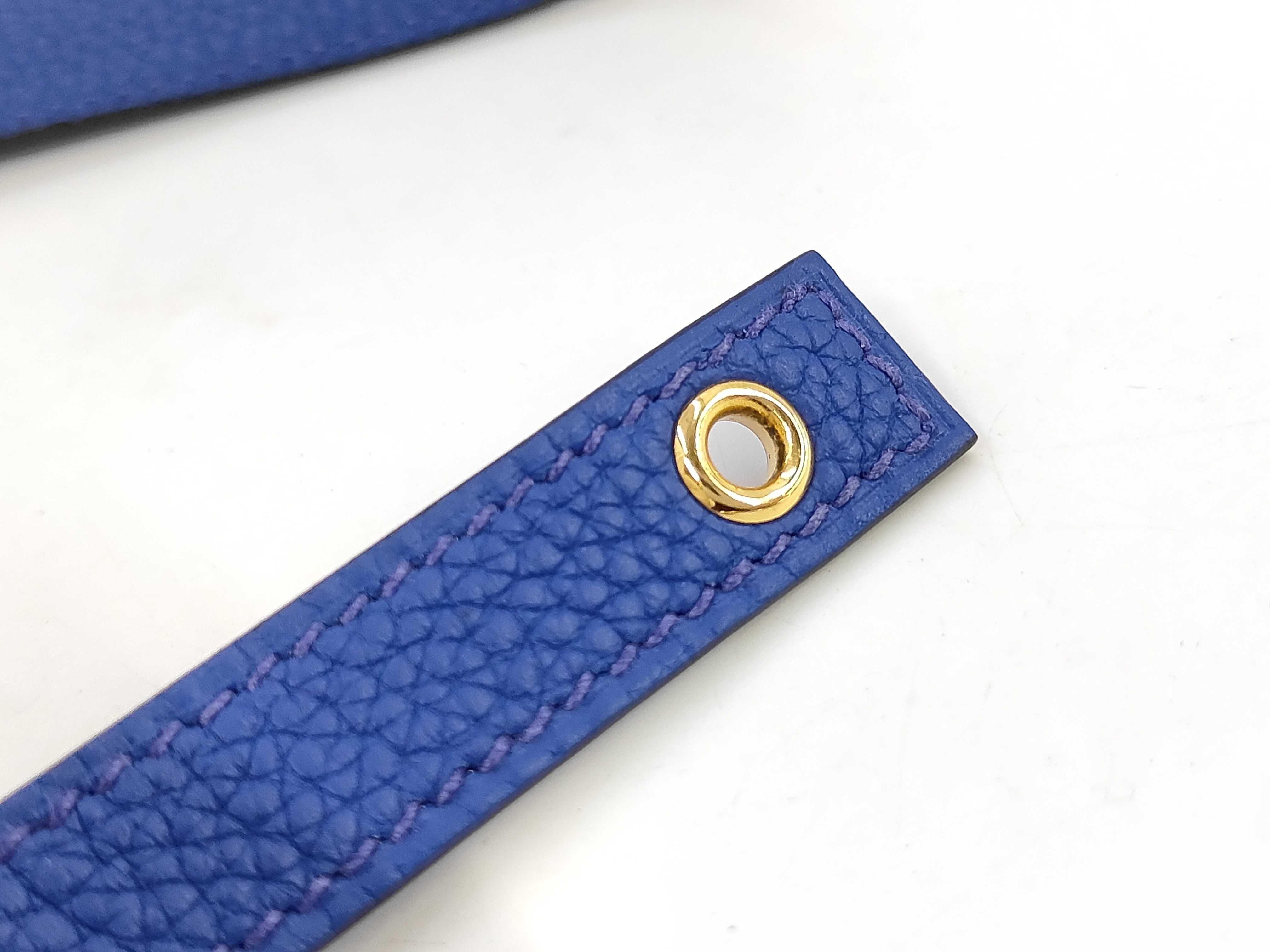 Picotin Lock PM Togo Leather Handbag, Blue — view 8