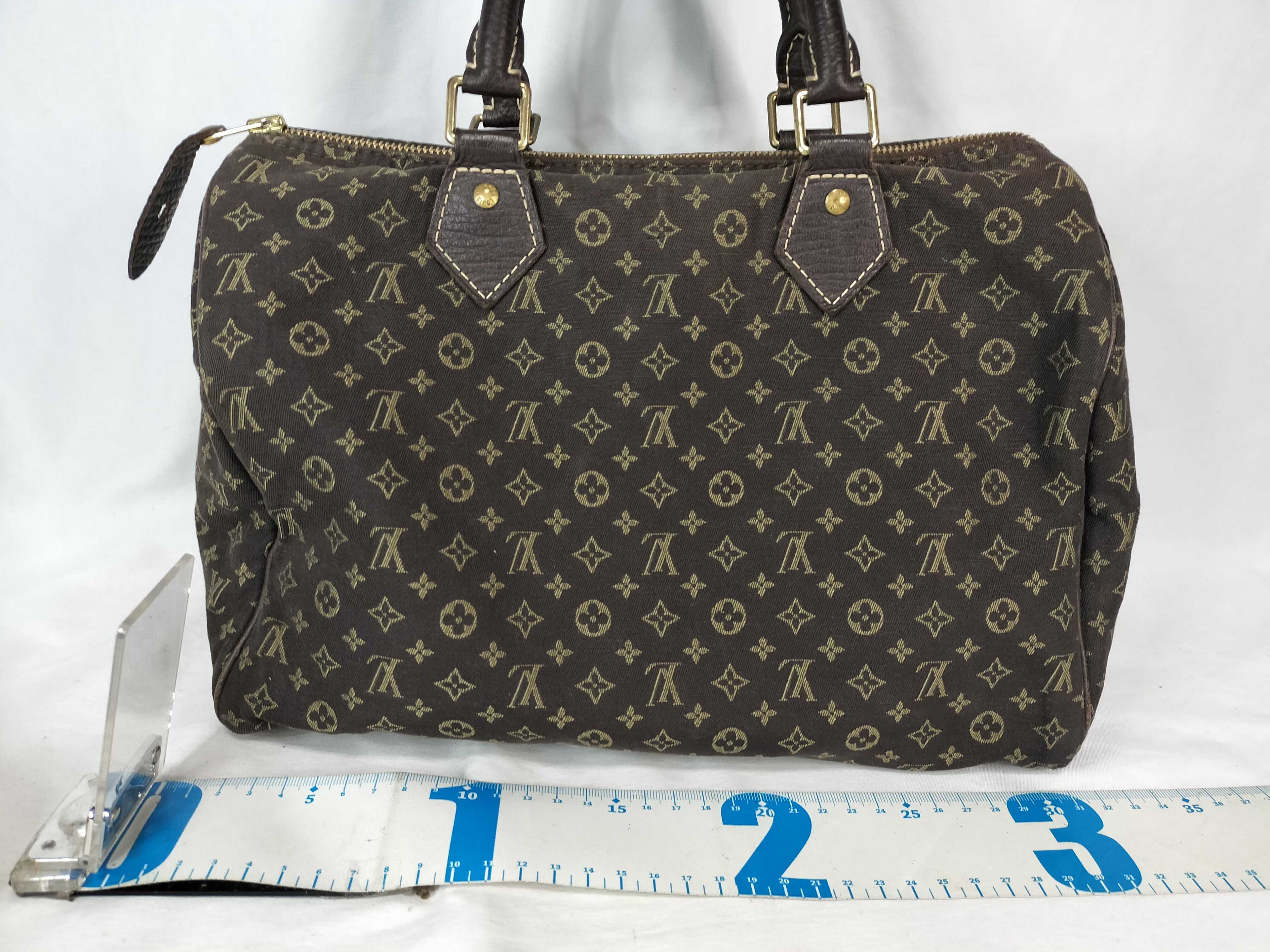 PH- Brown Mini Lin Speedy Canvas Hand Bag 30cm Handbag — view 2
