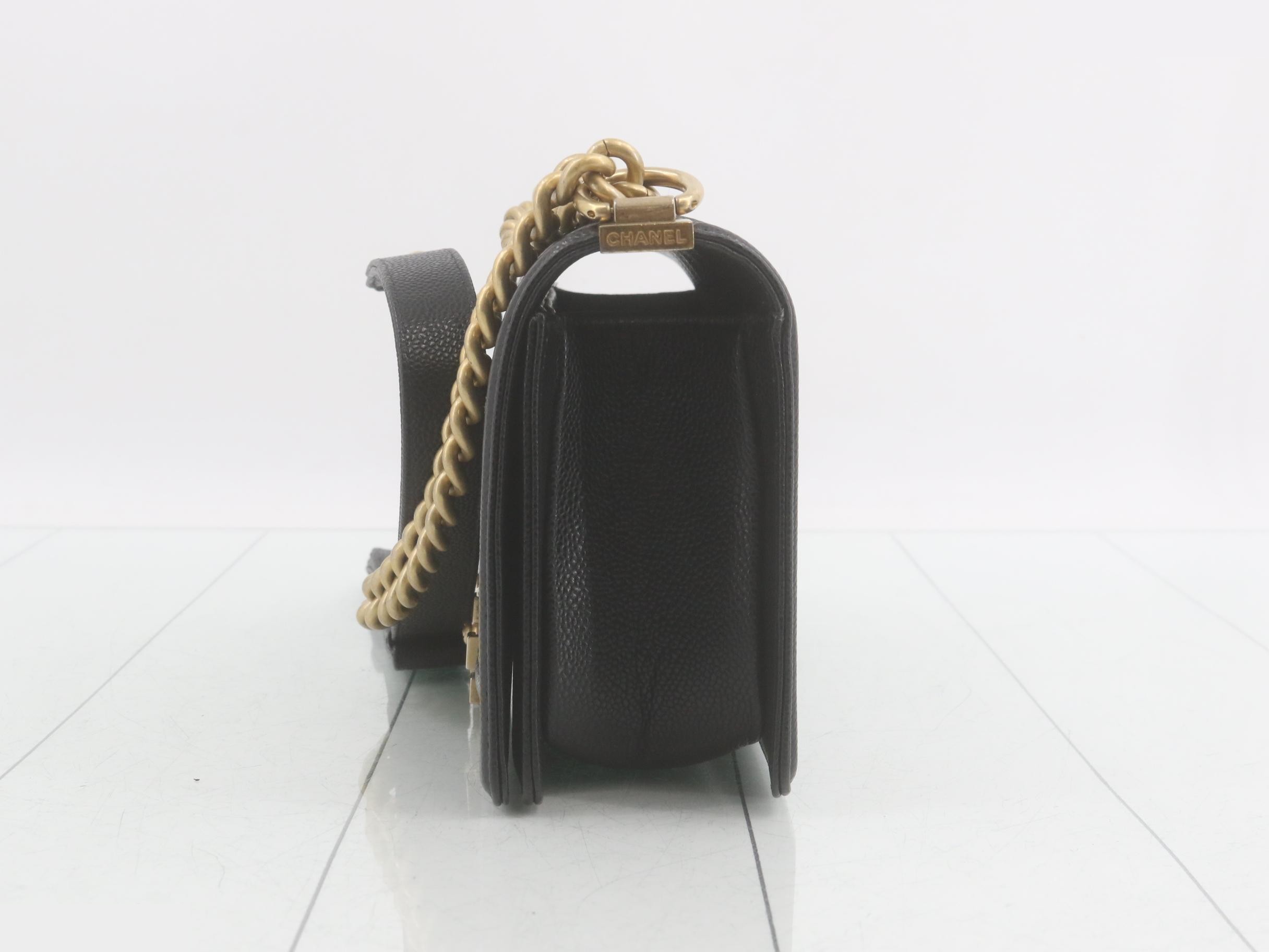 Boy Chanel Caviar Skin Chain Shoulder Bag — view 3