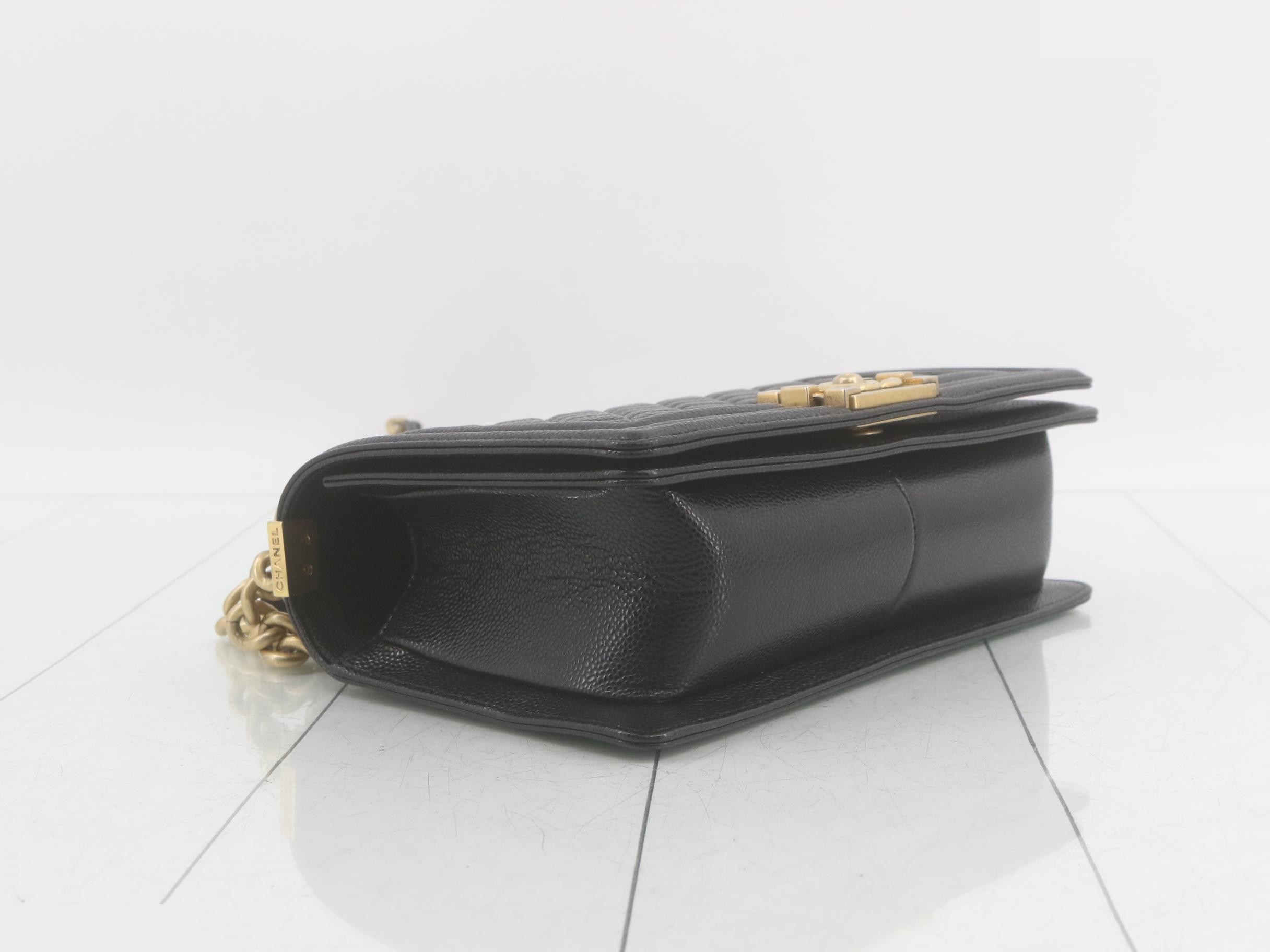 Boy Chanel Caviar Skin Chain Shoulder Bag — view 5