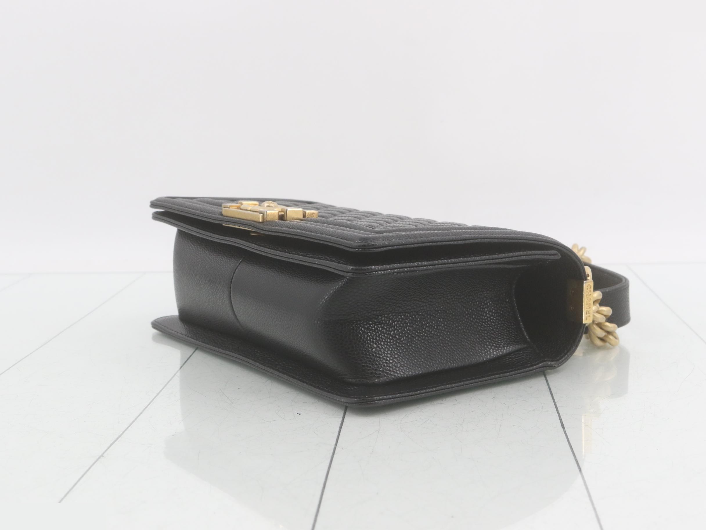 Boy Chanel Caviar Skin Chain Shoulder Bag — view 6