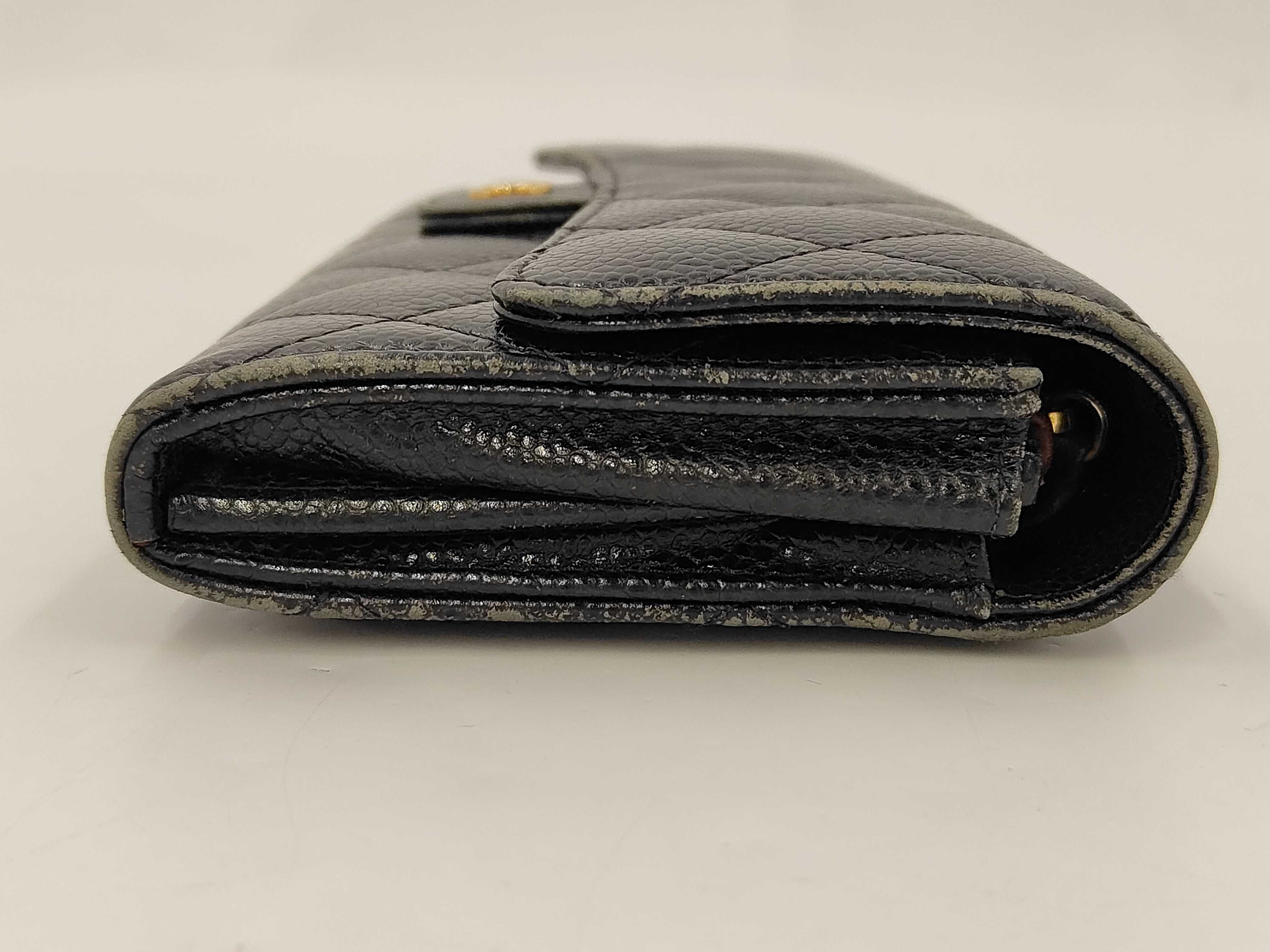 Matelassé Coco Mark Caviar Leather Long Wallet, Black — view 4