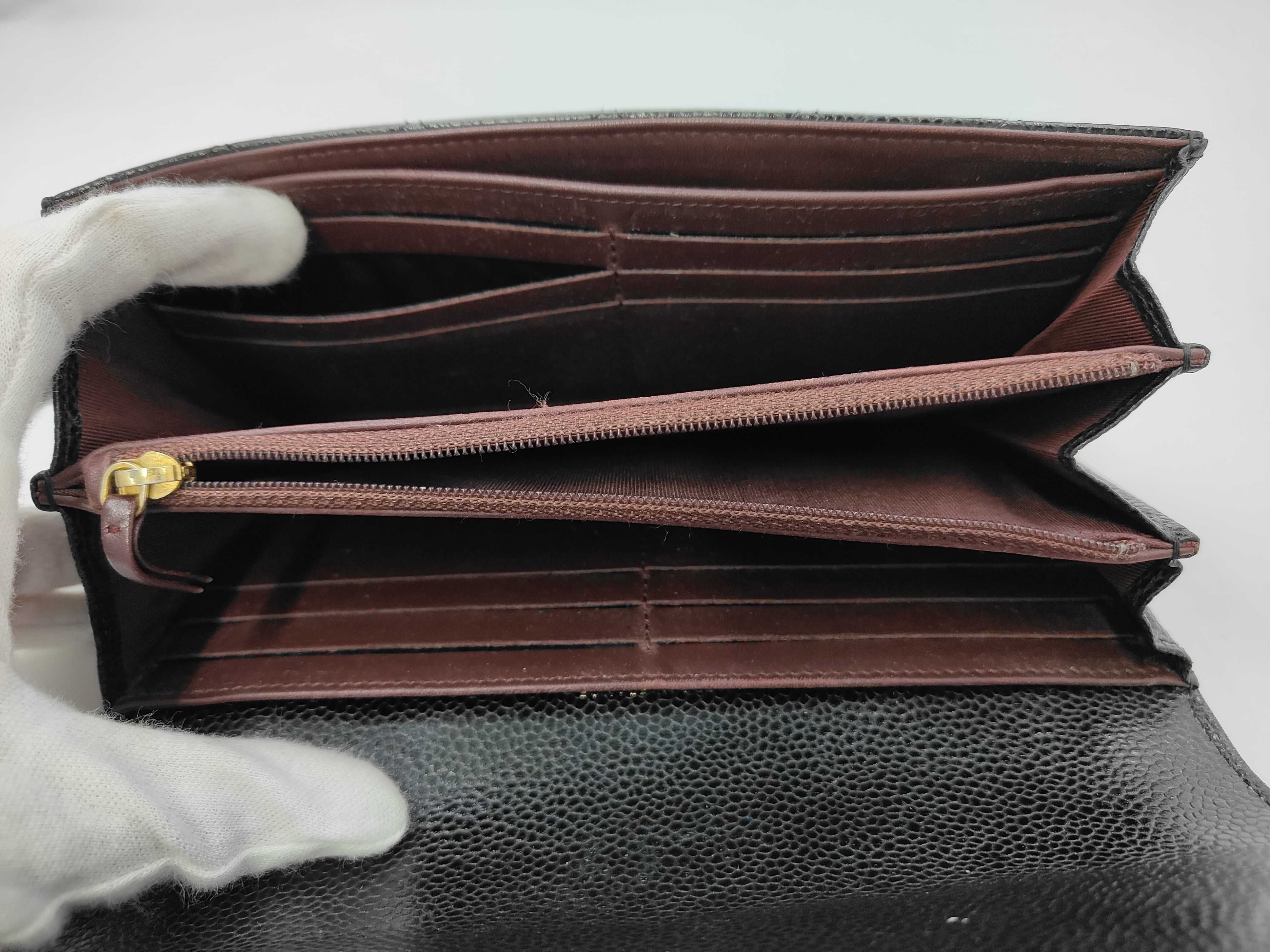 Matelassé Coco Mark Caviar Leather Long Wallet, Black — view 9