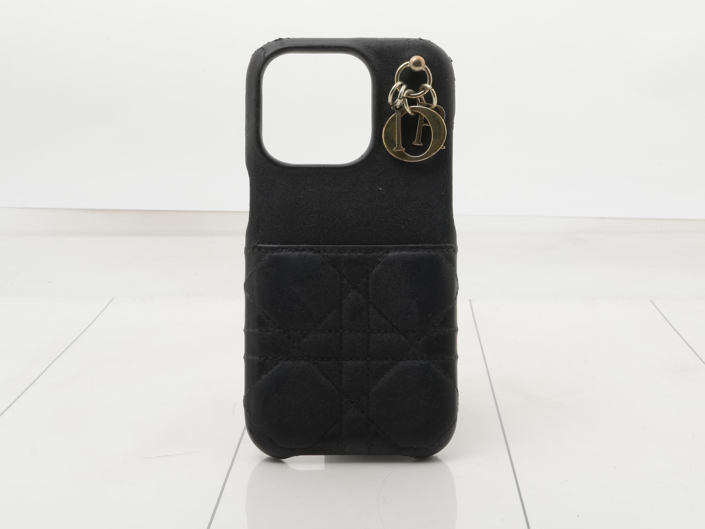 Leather Cannage Logo Charm iPhone Case - Black