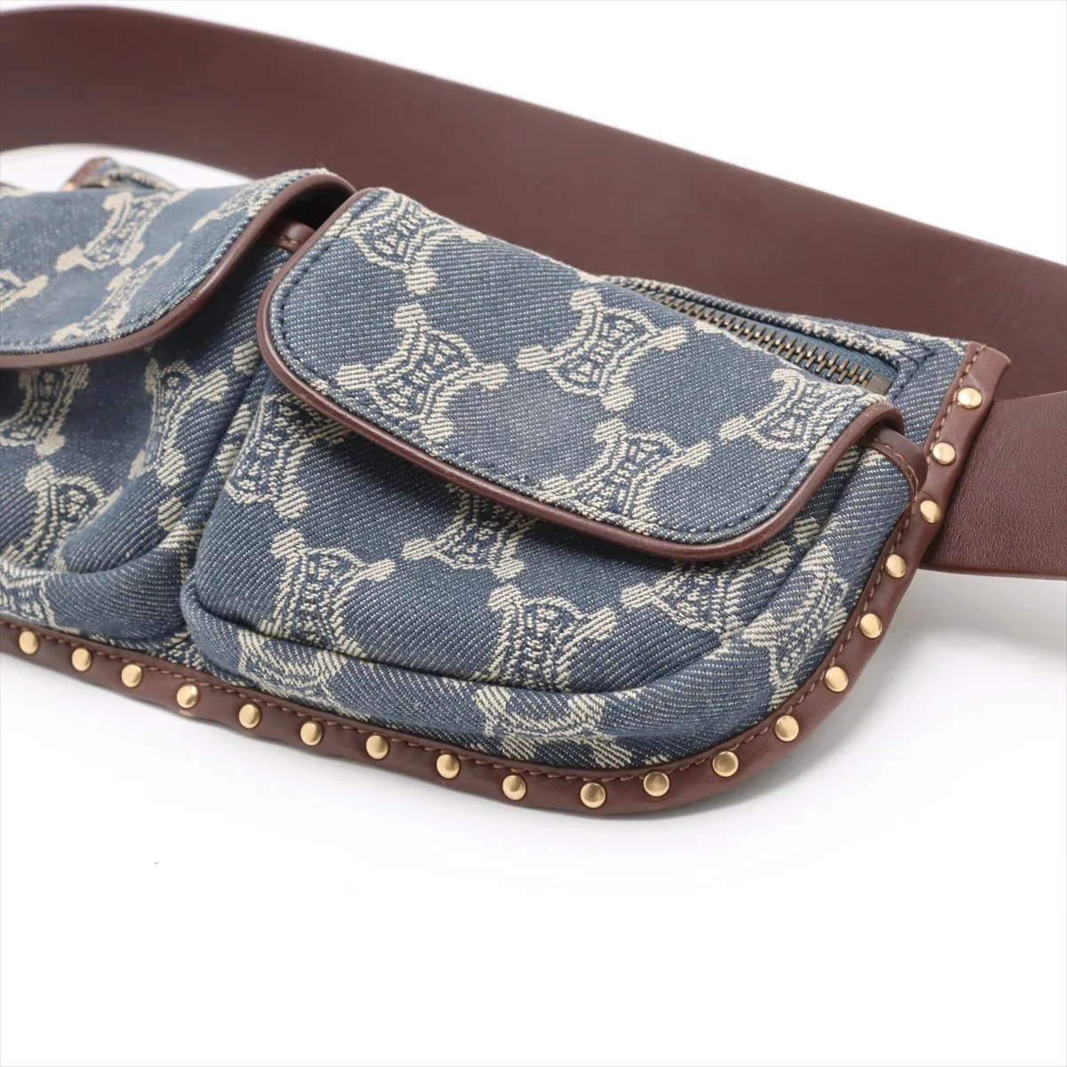 Paris Macadam Denim x Leather Body Bag Blue x Brown — view 3