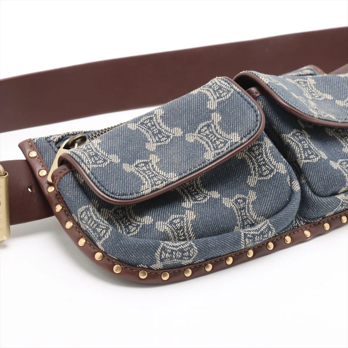 Paris Macadam Denim x Leather Body Bag Blue x Brown — view 4