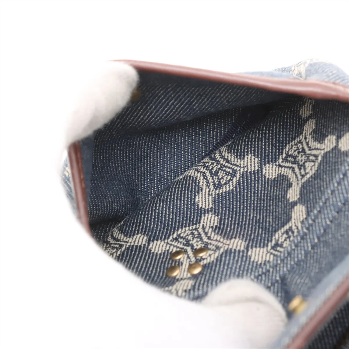 Paris Macadam Denim x Leather Body Bag Blue x Brown — view 8