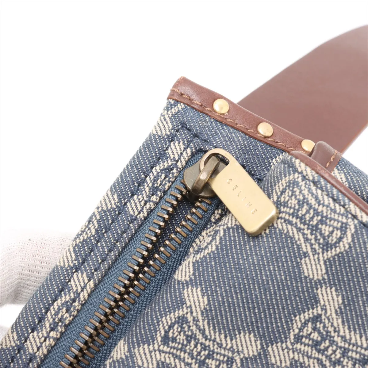 Paris Macadam Denim x Leather Body Bag Blue x Brown — view 10