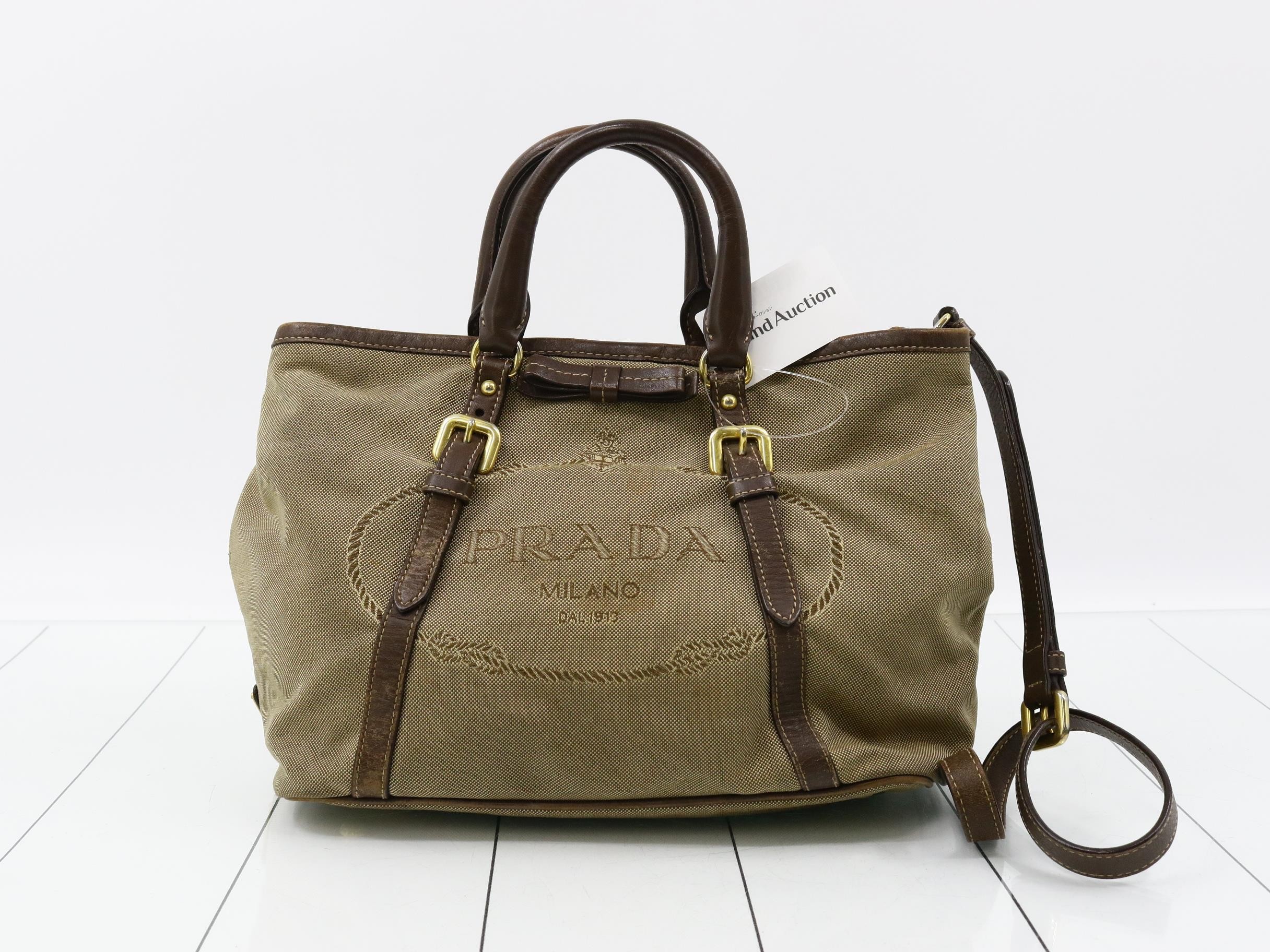 Logo Jacquard Leather 2-Way Shoulder/Handbag, Bi-color