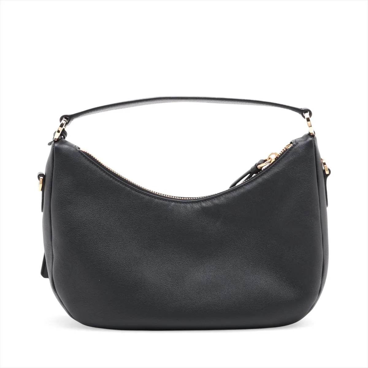Soft Grain Leather 2-Way Shoulder Bag, Black, 1BC272 — view 2