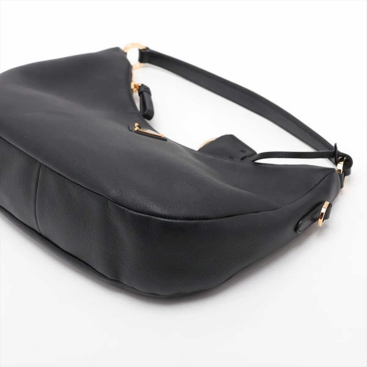 Soft Grain Leather 2-Way Shoulder Bag, Black, 1BC272 — view 3