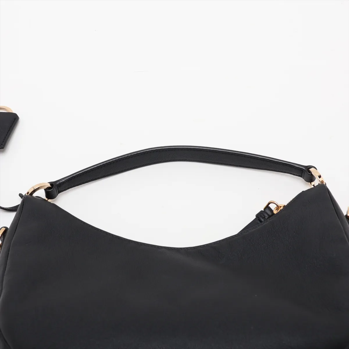 Soft Grain Leather 2-Way Shoulder Bag, Black, 1BC272 — view 6