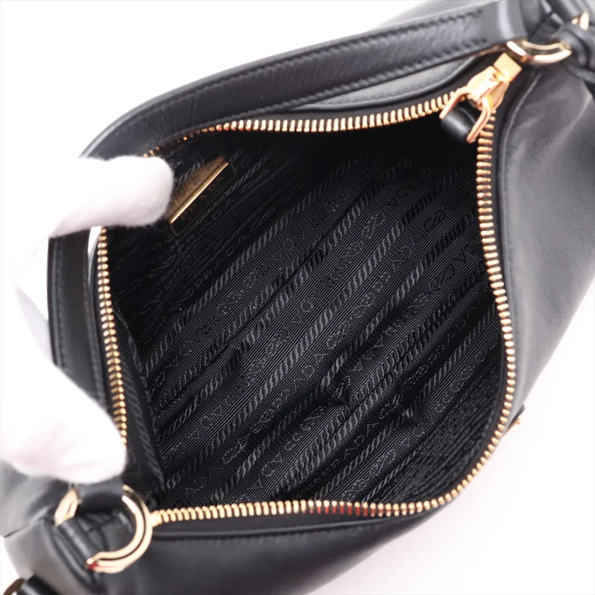 Soft Grain Leather 2-Way Shoulder Bag, Black, 1BC272 — view 8