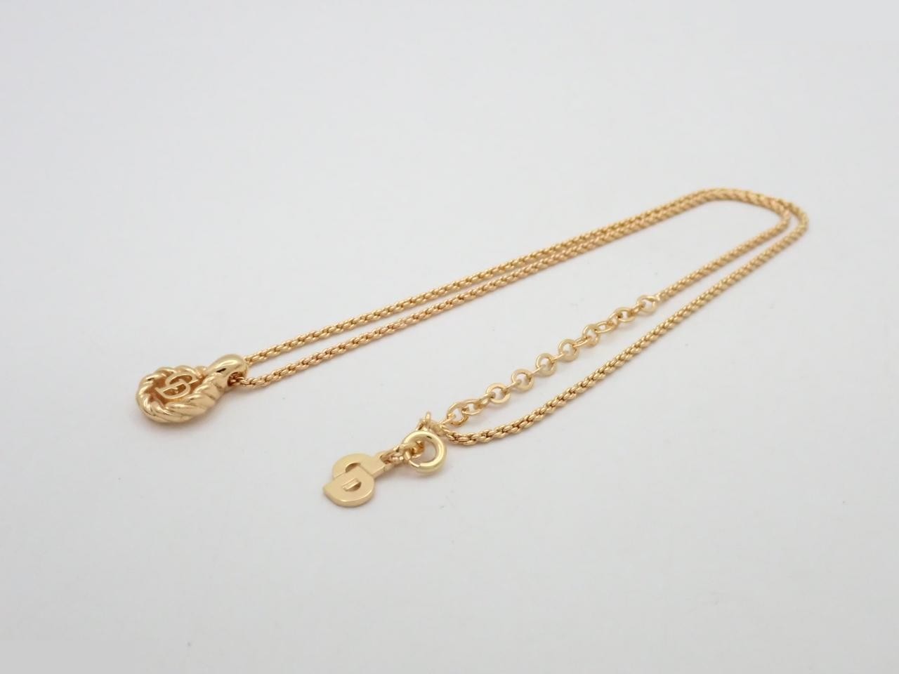CD logo earrings and necklace set (2 pieces), gold, chain approximately 43cm. — view 2