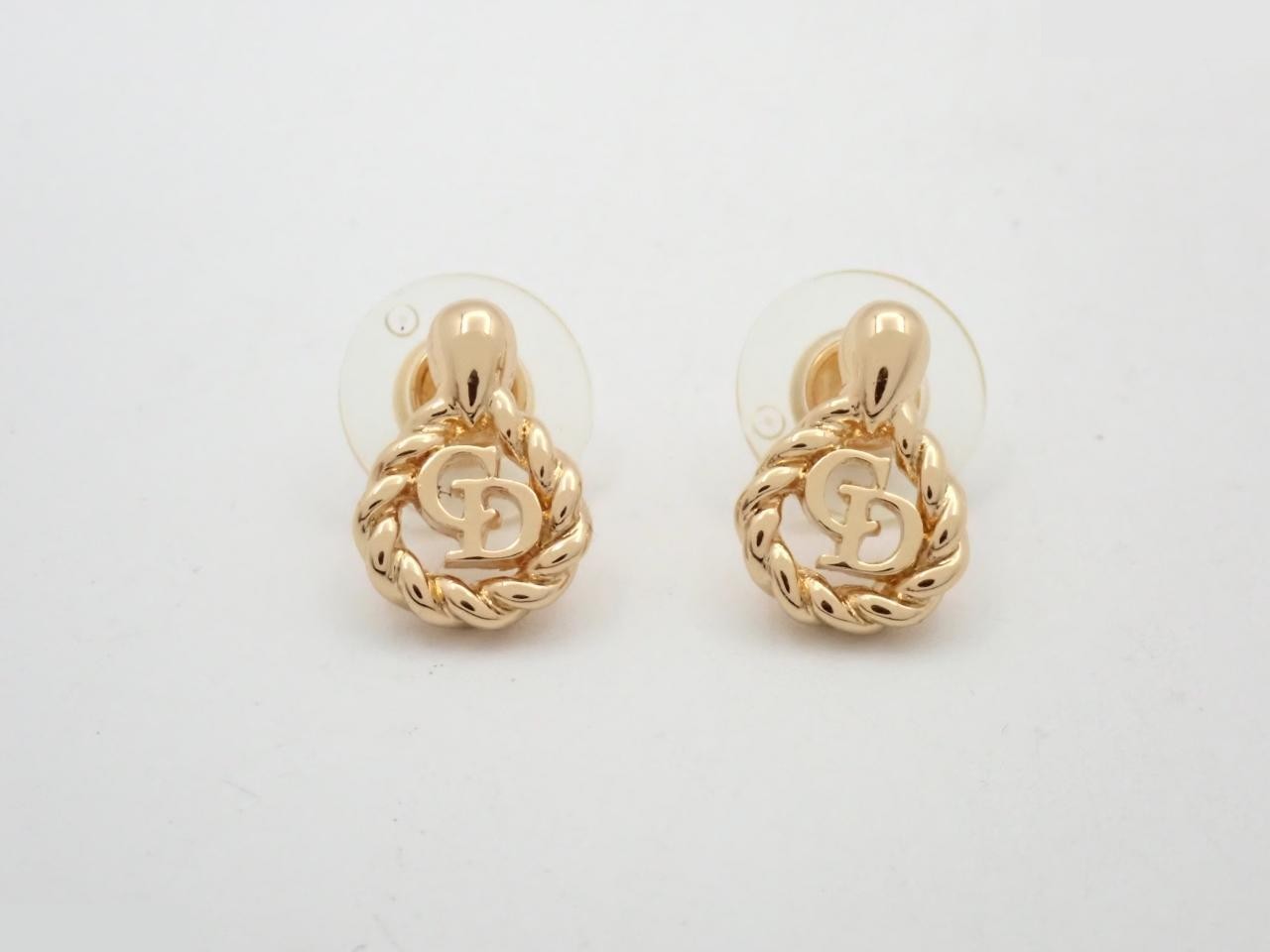 CD logo earrings and necklace set (2 pieces), gold, chain approximately 43cm. — view 3