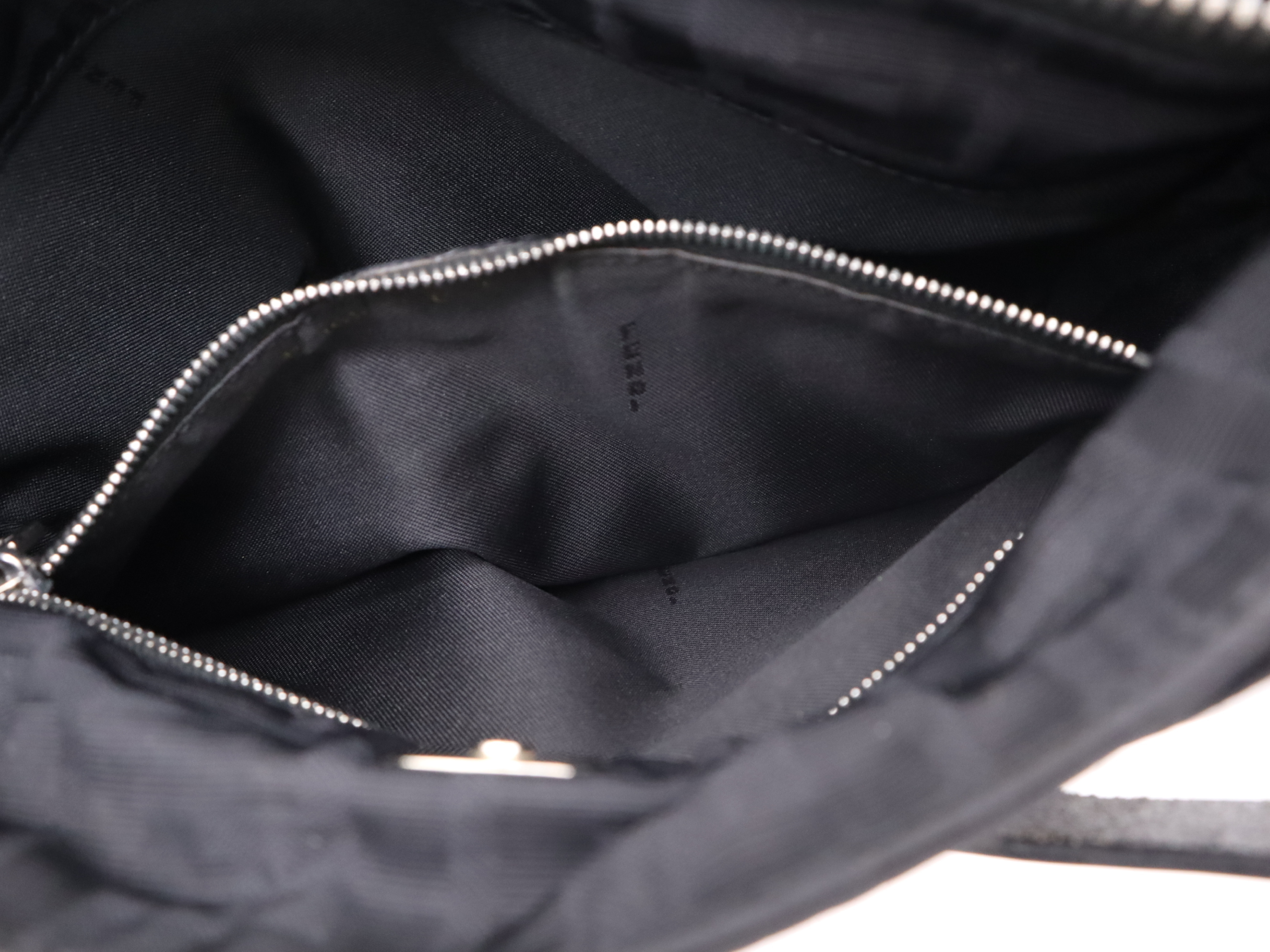 Nylon Zucca Pattern Black Shoulder Bag with Silver Hardware and Dust Bag — view 13