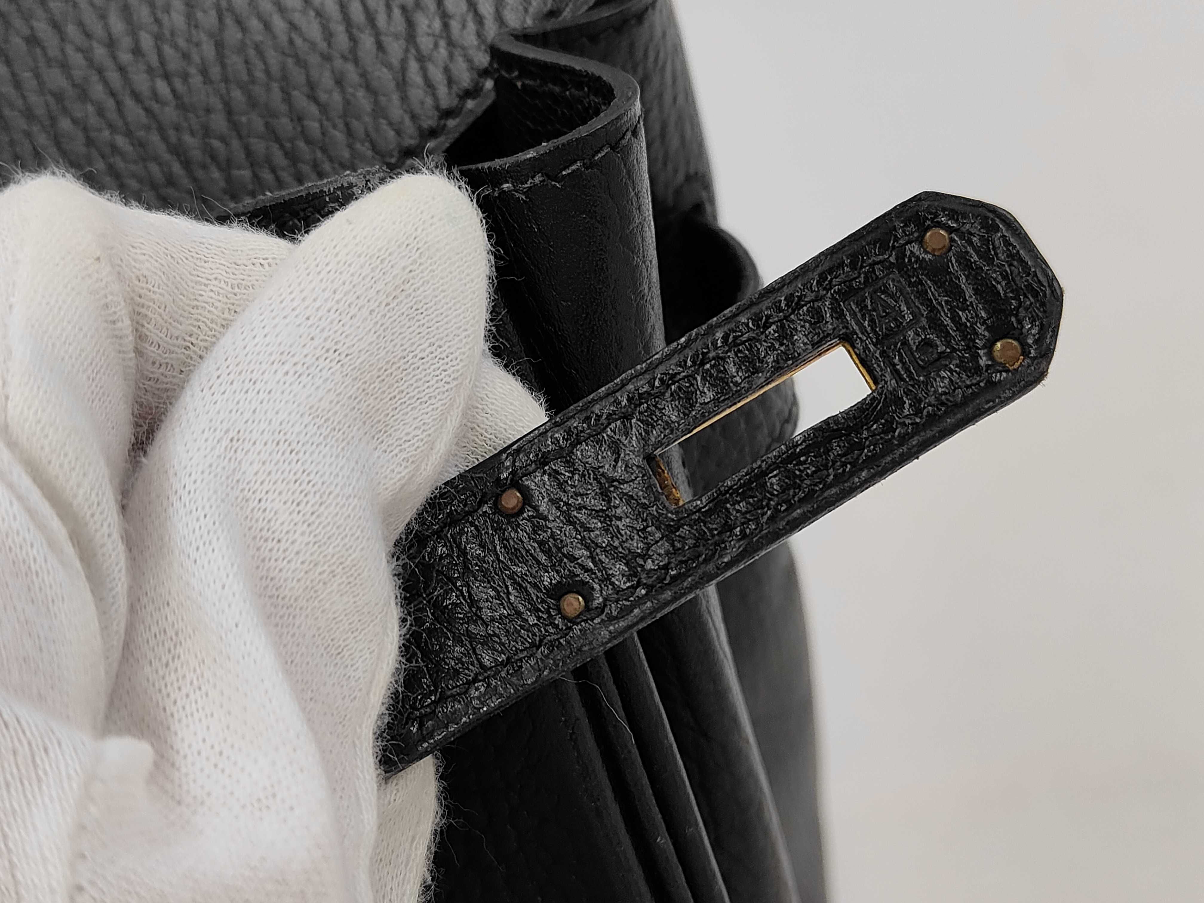 Birkin 35 Ardennes Black Gold Hardware ?A Stamp Handbag — view 12