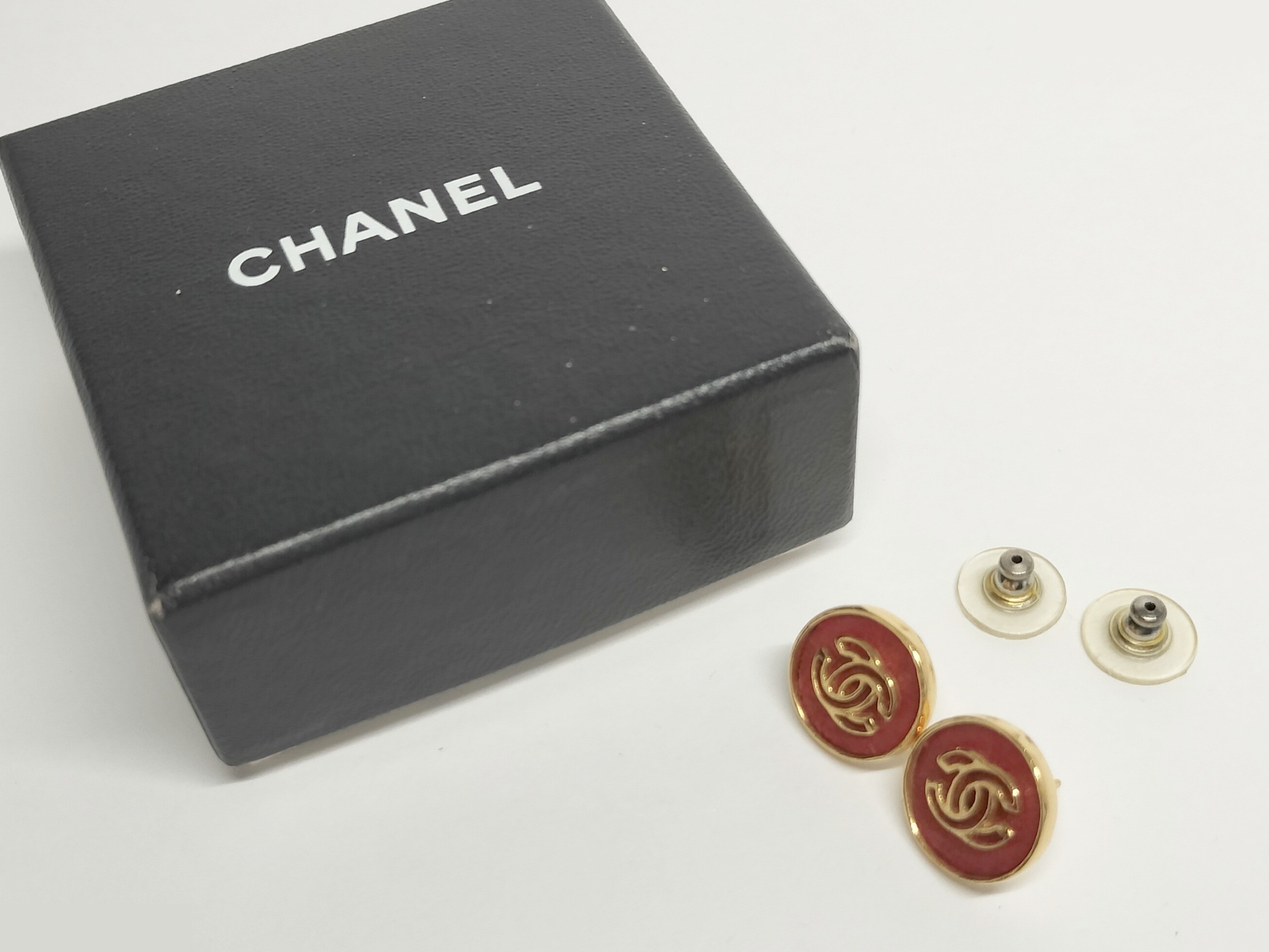 Coco Leather Red Gold Earrings 03P — view 2