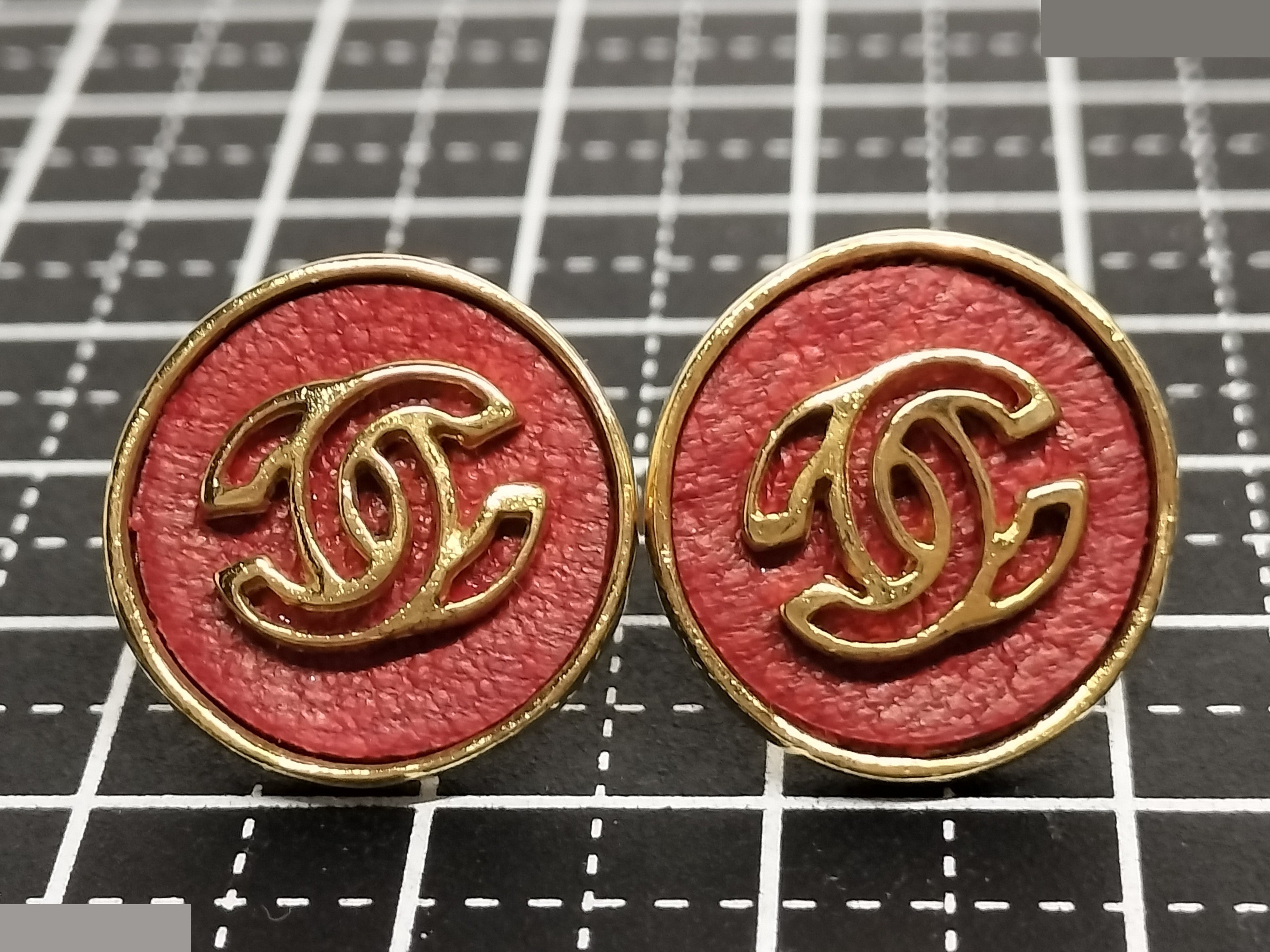 Coco Leather Red Gold Earrings 03P — view 5