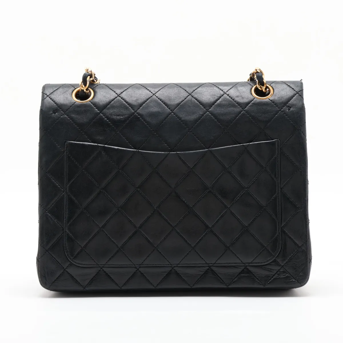 Matelassé Lambskin Double Flap Double Chain Bag, Black with Gold Hardware, 0955717 (Serial Number in the 0s) — view 2