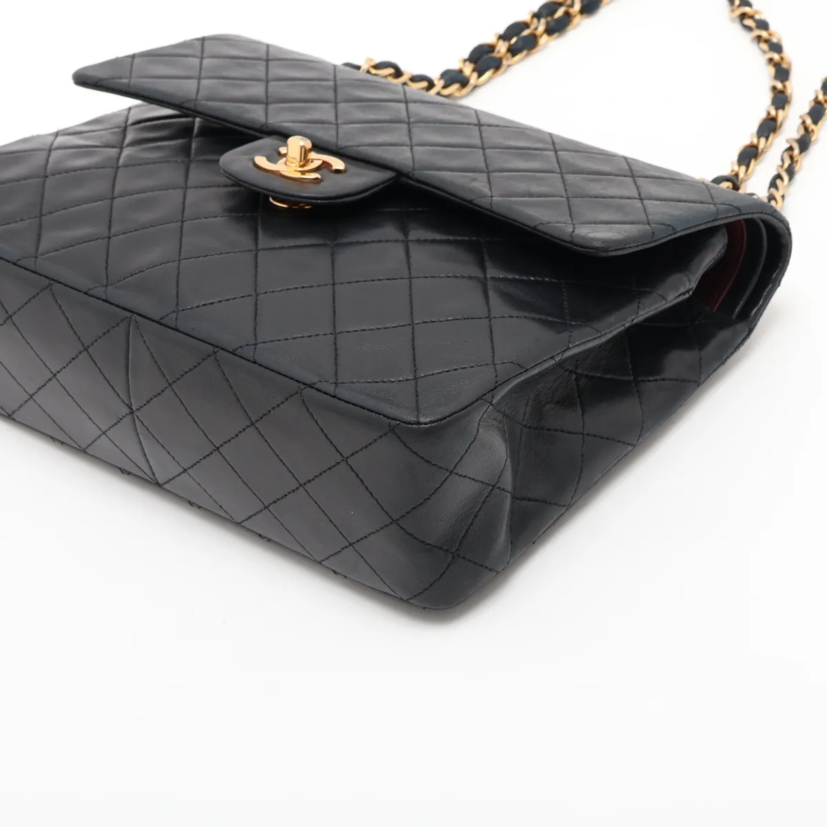 Matelassé Lambskin Double Flap Double Chain Bag, Black with Gold Hardware, 0955717 (Serial Number in the 0s) — view 3