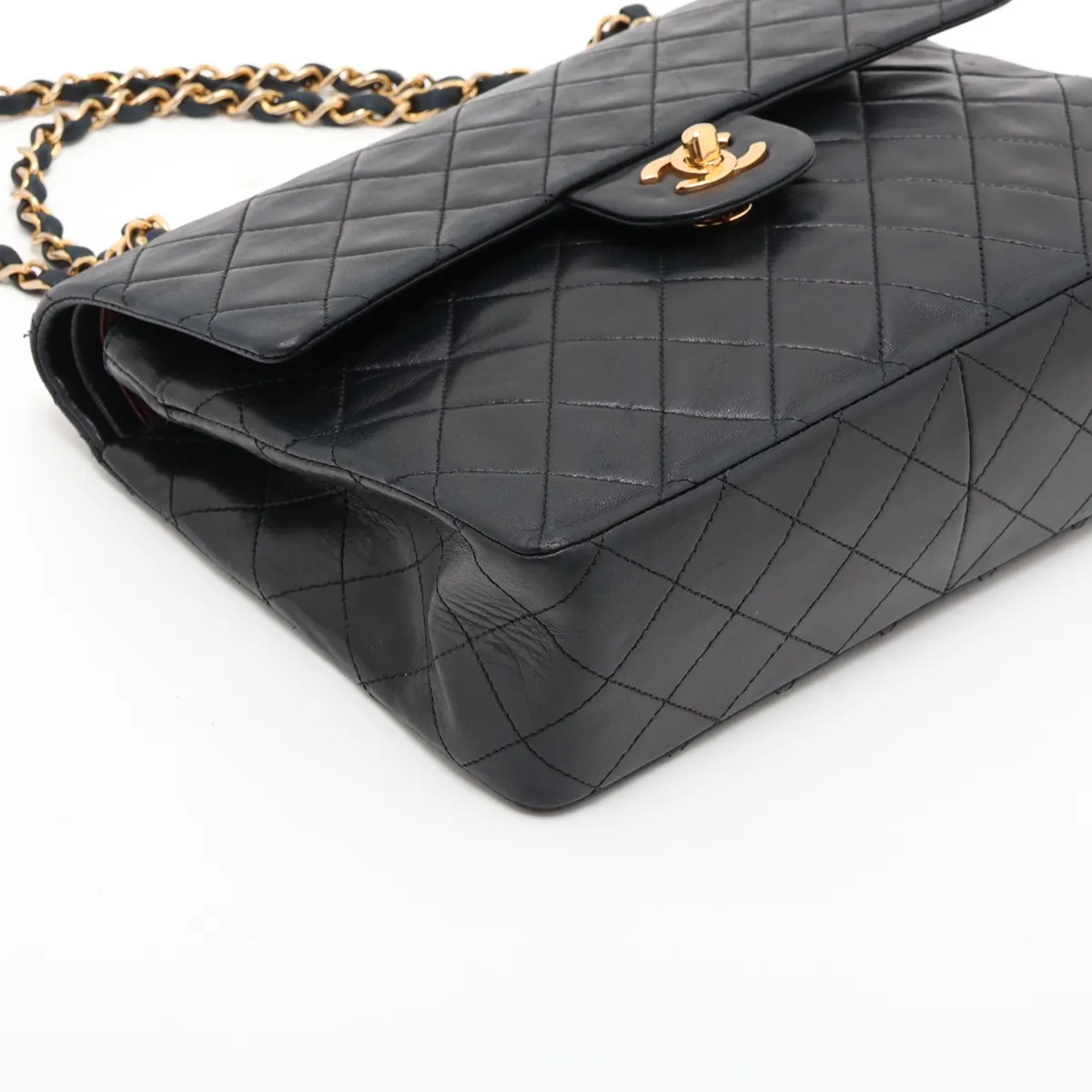 Matelassé Lambskin Double Flap Double Chain Bag, Black with Gold Hardware, 0955717 (Serial Number in the 0s) — view 4
