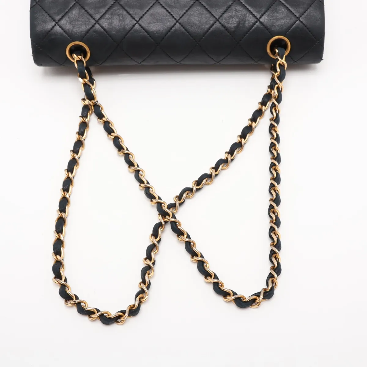 Matelassé Lambskin Double Flap Double Chain Bag, Black with Gold Hardware, 0955717 (Serial Number in the 0s) — view 5