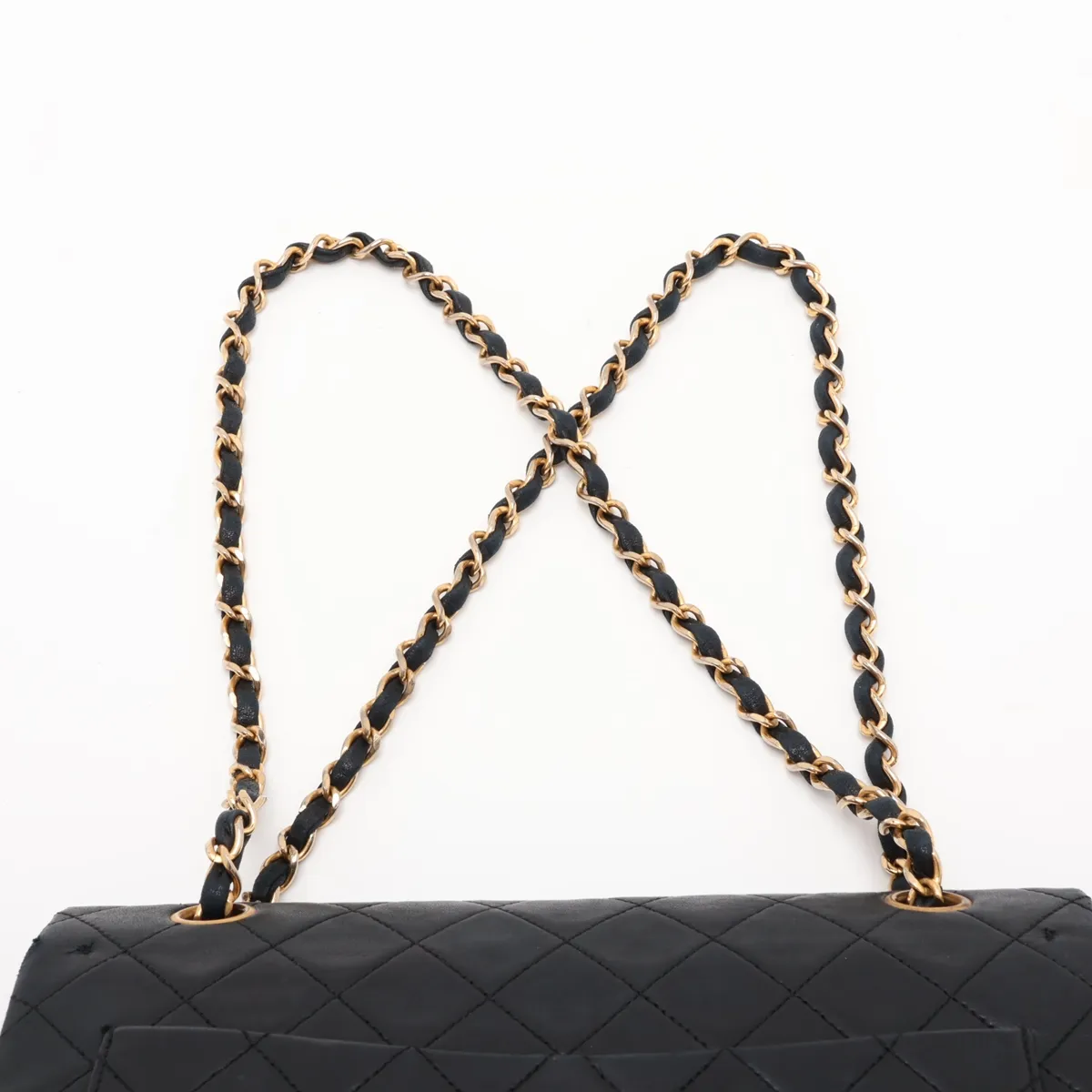 Matelassé Lambskin Double Flap Double Chain Bag, Black with Gold Hardware, 0955717 (Serial Number in the 0s) — view 6